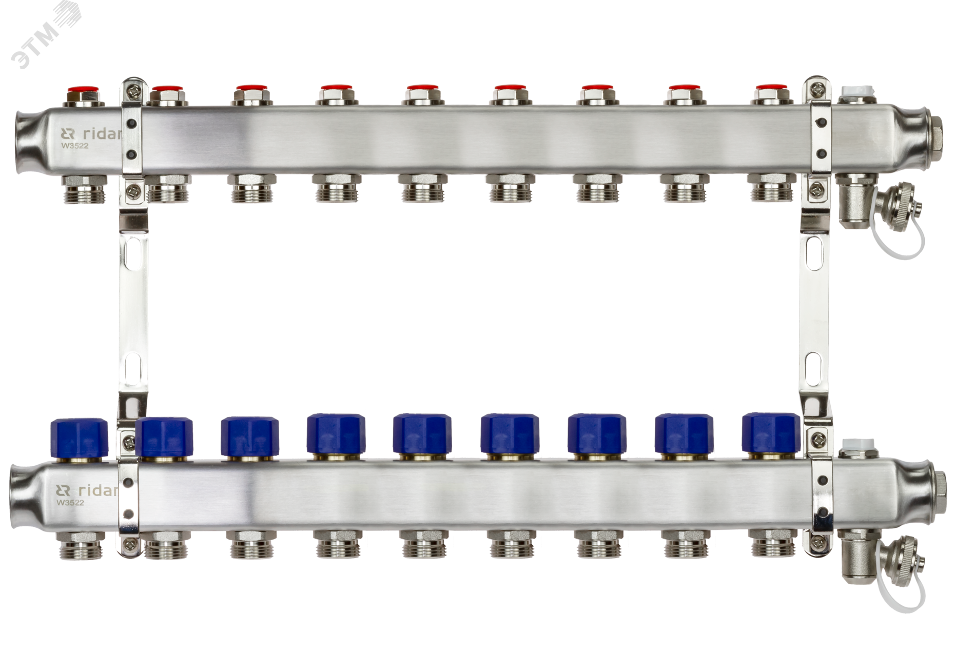 Изображение товара Коллекторная группа SSM-9R set 9 контуров из нержавеющей стали с термостатическими клапанами