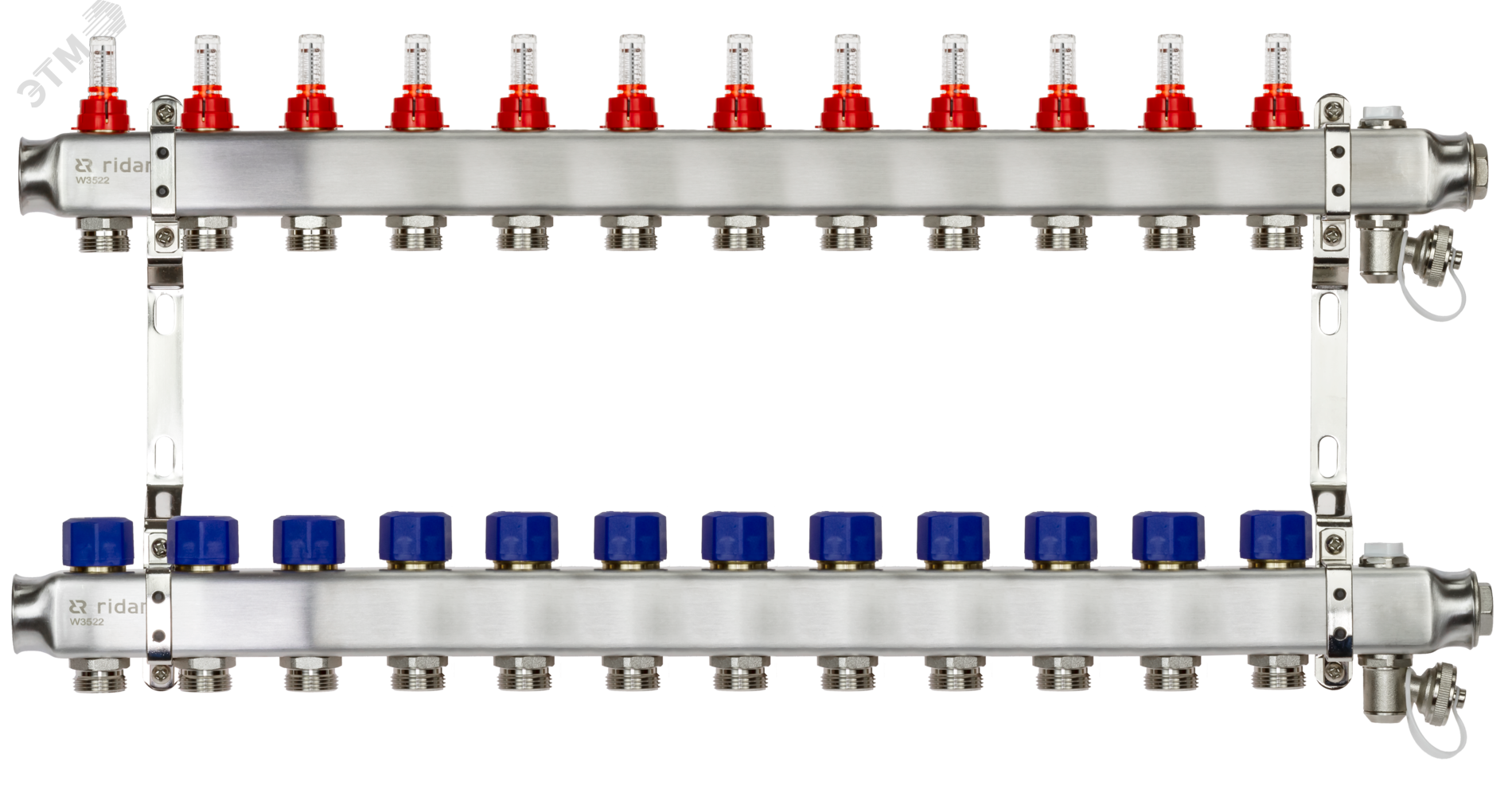 Изображение товара Коллекторная группа SSM-12RF set 12 контуров 1'X3/4' с расходомерами и кронштейнами (шт)