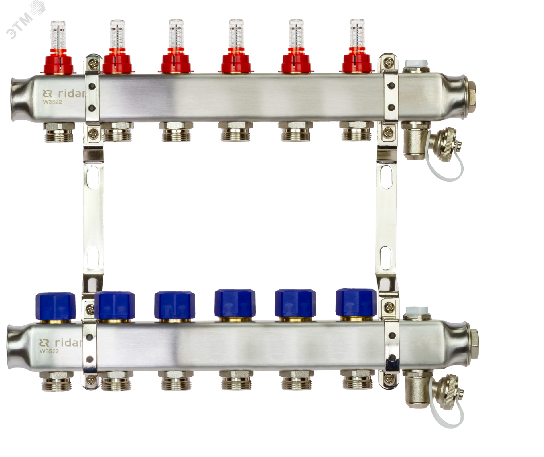 Изображение товара Коллекторная группа SSM-6RF set 6 контуров 1'X3/4' с расходомерами и кронштейнами (шт)