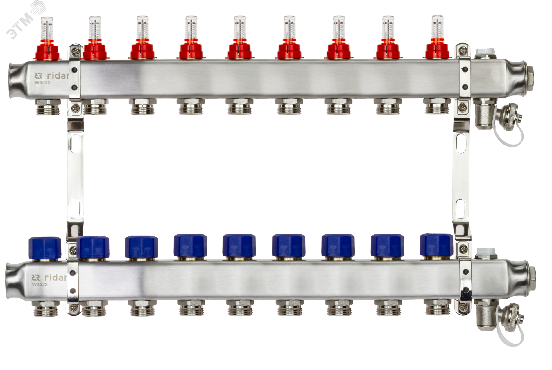 Изображение товара Коллекторная группа SSM-9RF set 9 контуров 1'X3/4' с расходомерами и кронштейнами (шт)