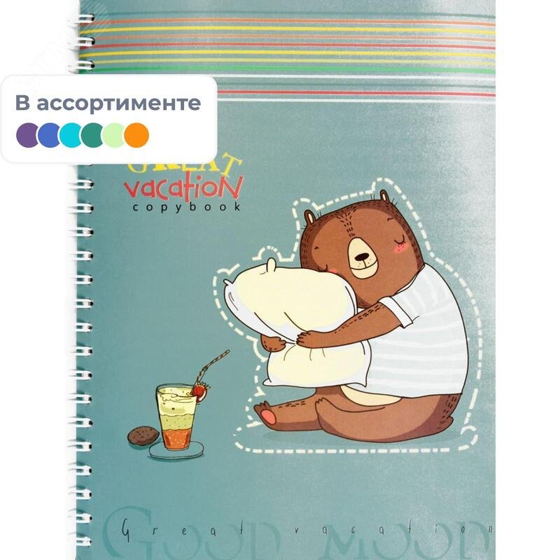 Изображение товара Тетрадь общая Апплика Цветные полоски Great vacation А5 96 листов в клетку на спирали (шт)