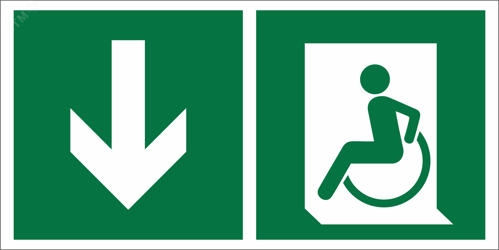 Изображение товара Знак безопасности BL-3517.E71''Указ. двери эвакуац. выхода (лев.) для МГН'' (шт)