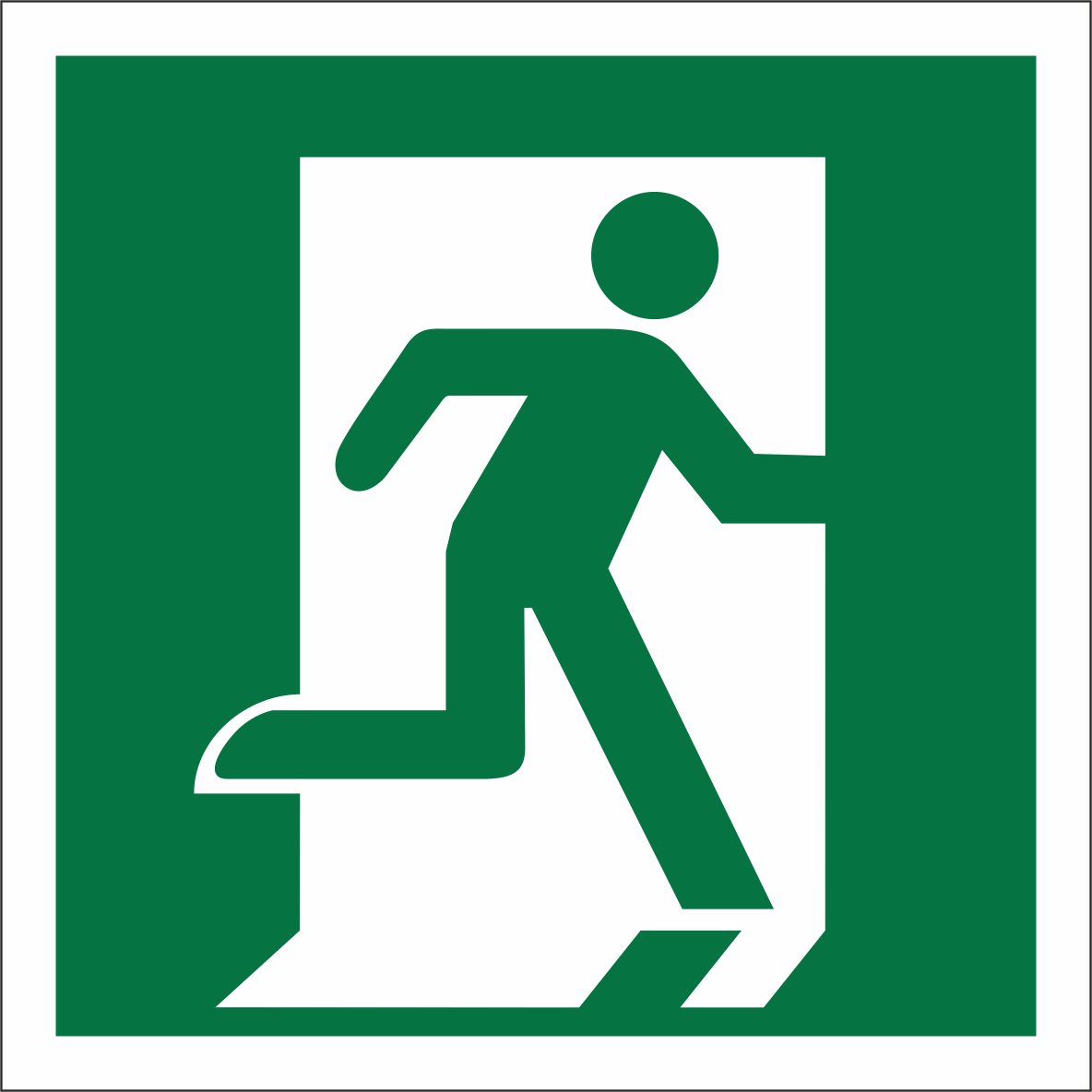 Знак безопасности BL-2020B.E01-02''Выход здесь (прав.)''