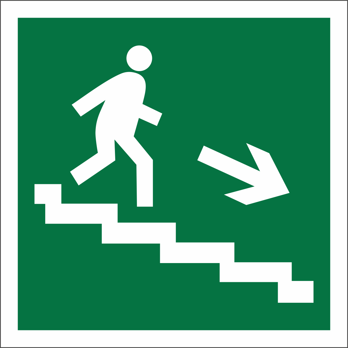 Знак безопасности NPU-1818.E13''Напр. к эвакуац. выходу по лестн. вниз (прав.)''