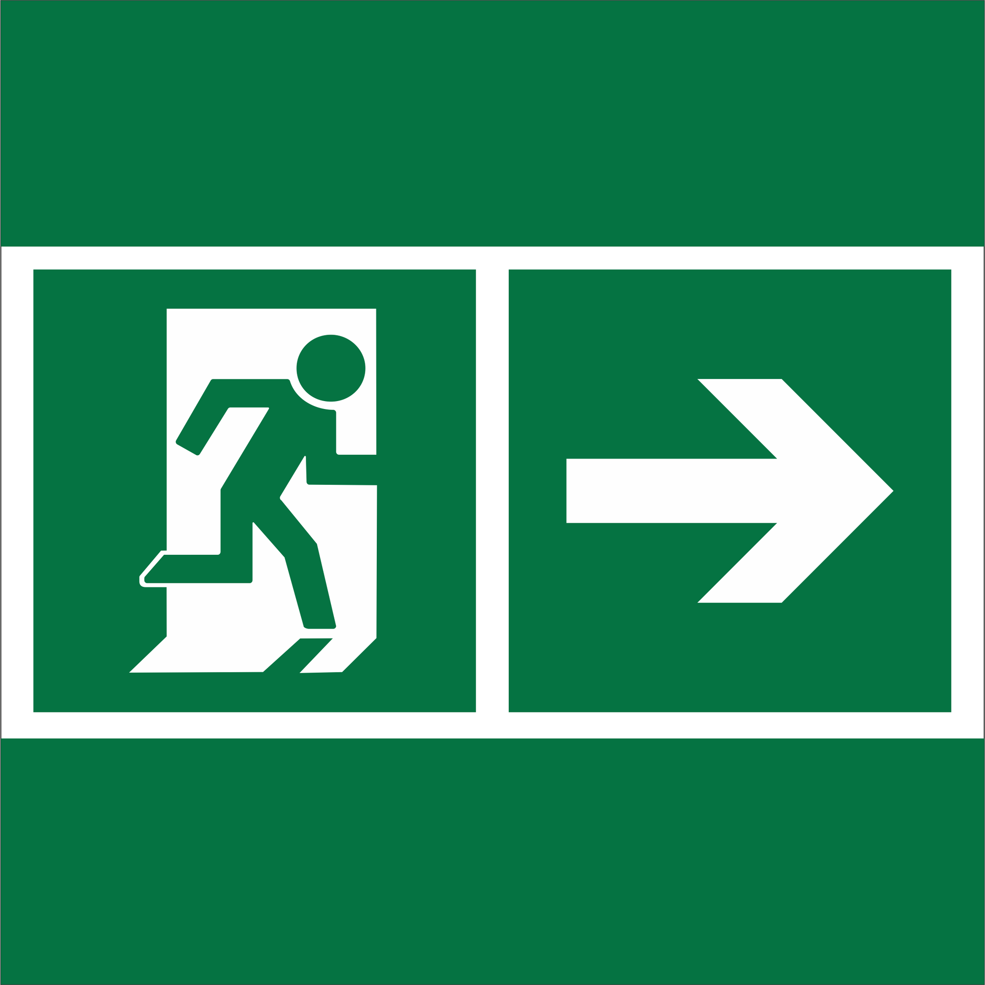 Знак безопасности NPU-2424.E35''Напр. к эвакуационному выходу направо''