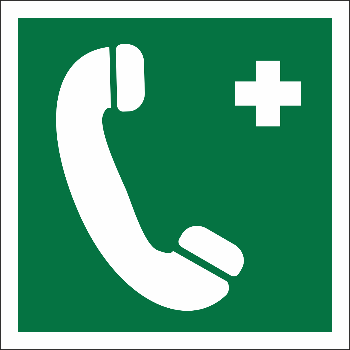 Знак безопасности BL-2020B.EC06''Тел.связи с мед. пунктом (скорой мед. помощью)''