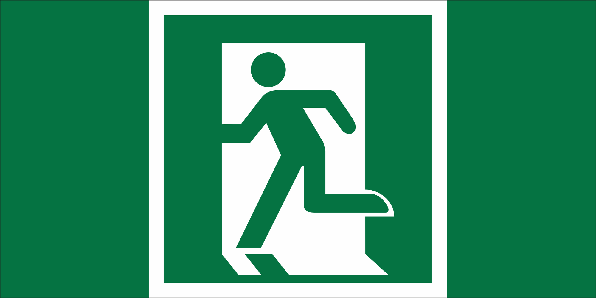 Знак безопасности BL-2010B.E01-01''Выход здесь (лев.)''