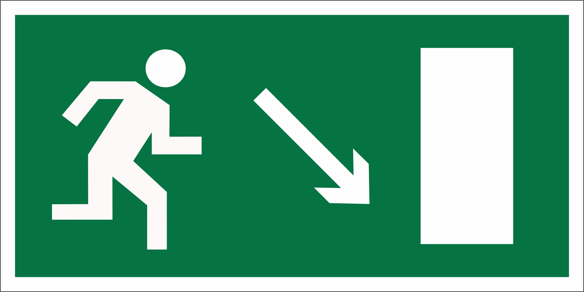 Знак безопасности BL-2010B.E07''Напр. к эвакуационному выходу направо вниз''