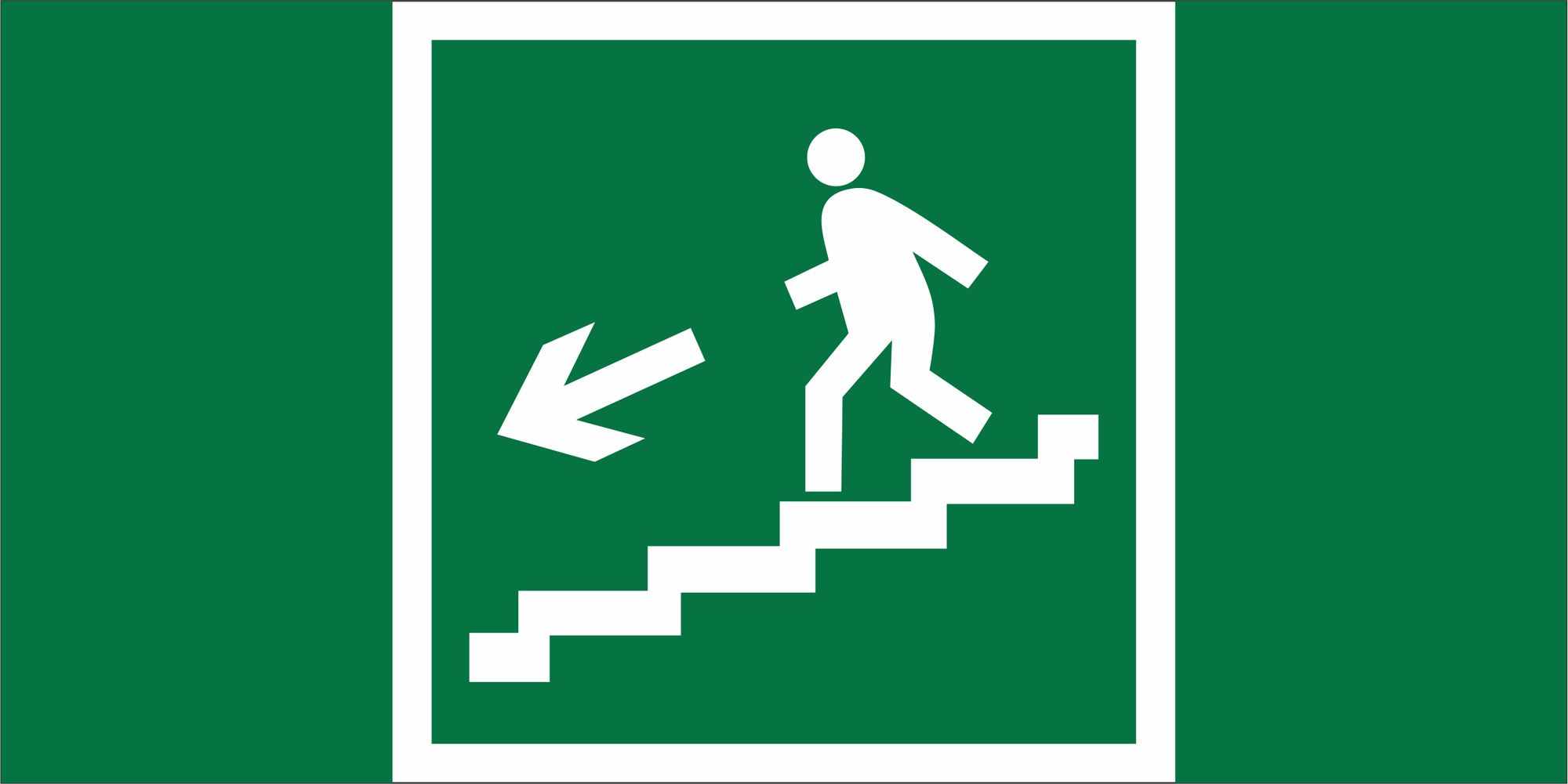 Знак безопасности NPU-2714.E14''Напр. к эвакуац. выходу по лестн. вниз (лев..)''