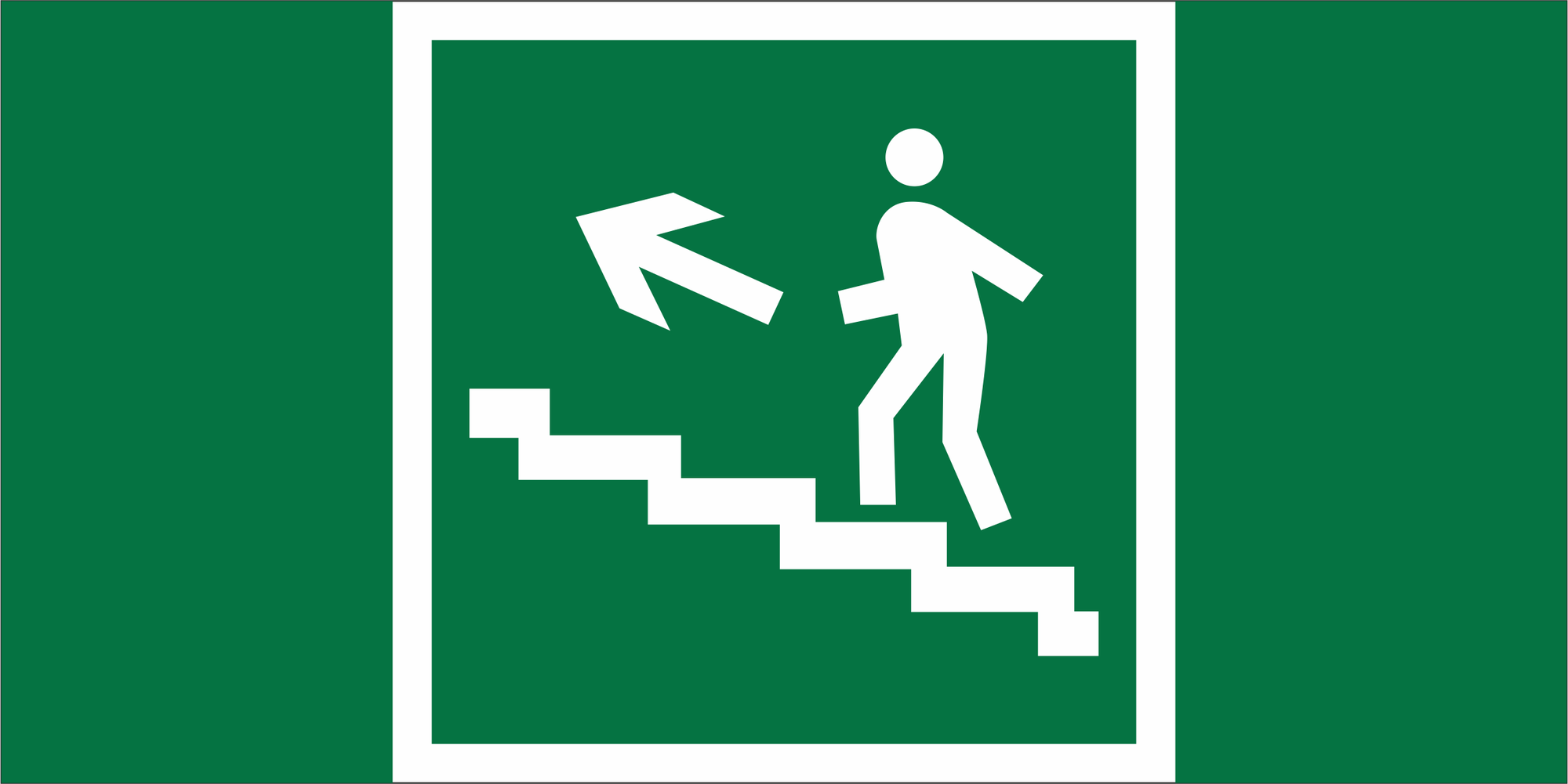 Знак безопасности NPU-2714.E16''Напр. к эвакуац. выходу по лестн. вверх (лев.)''