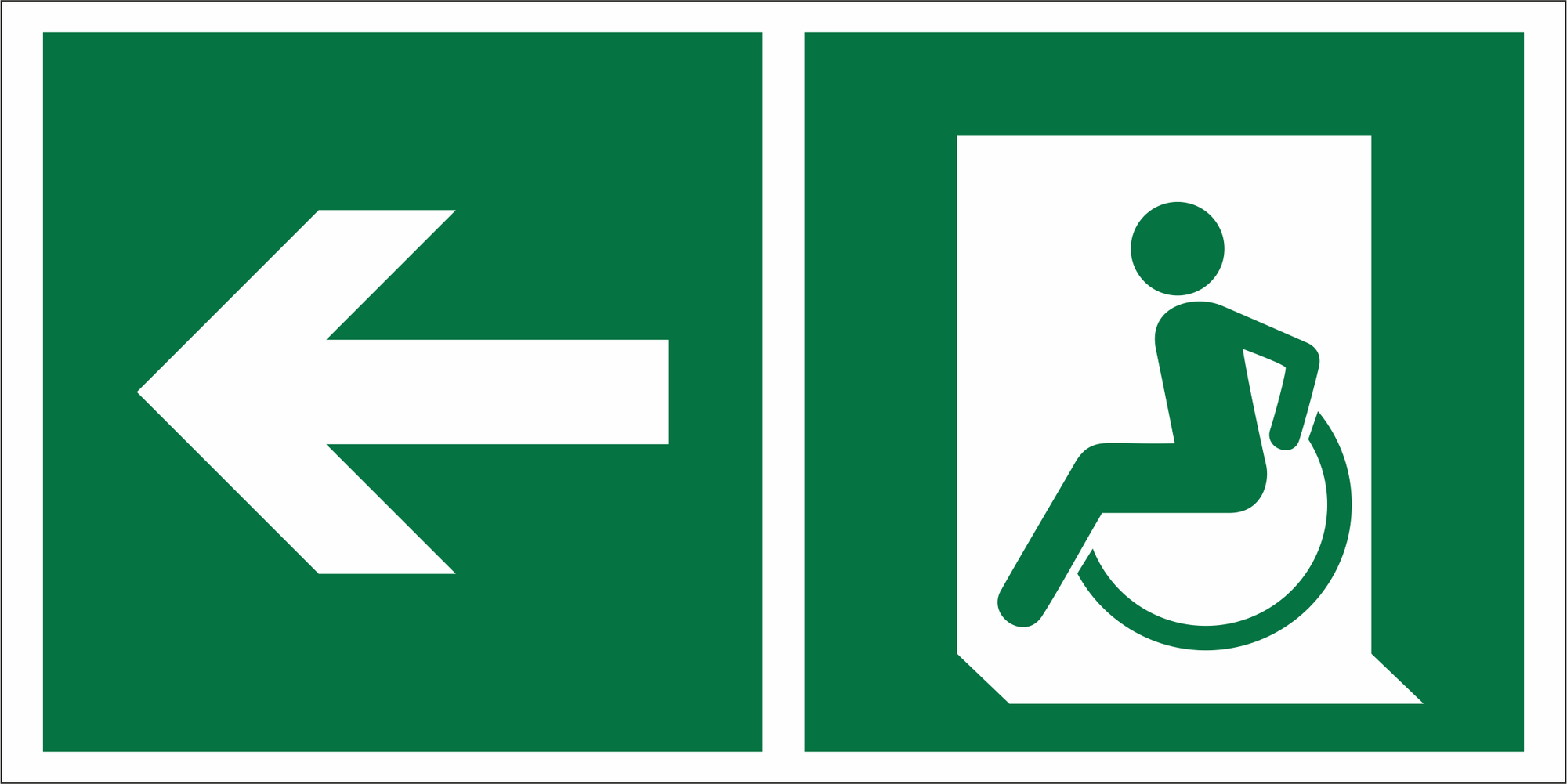 Знак безопасности BL-3517.E72''Напр. движения к эвакуац. выходу МГН налево''