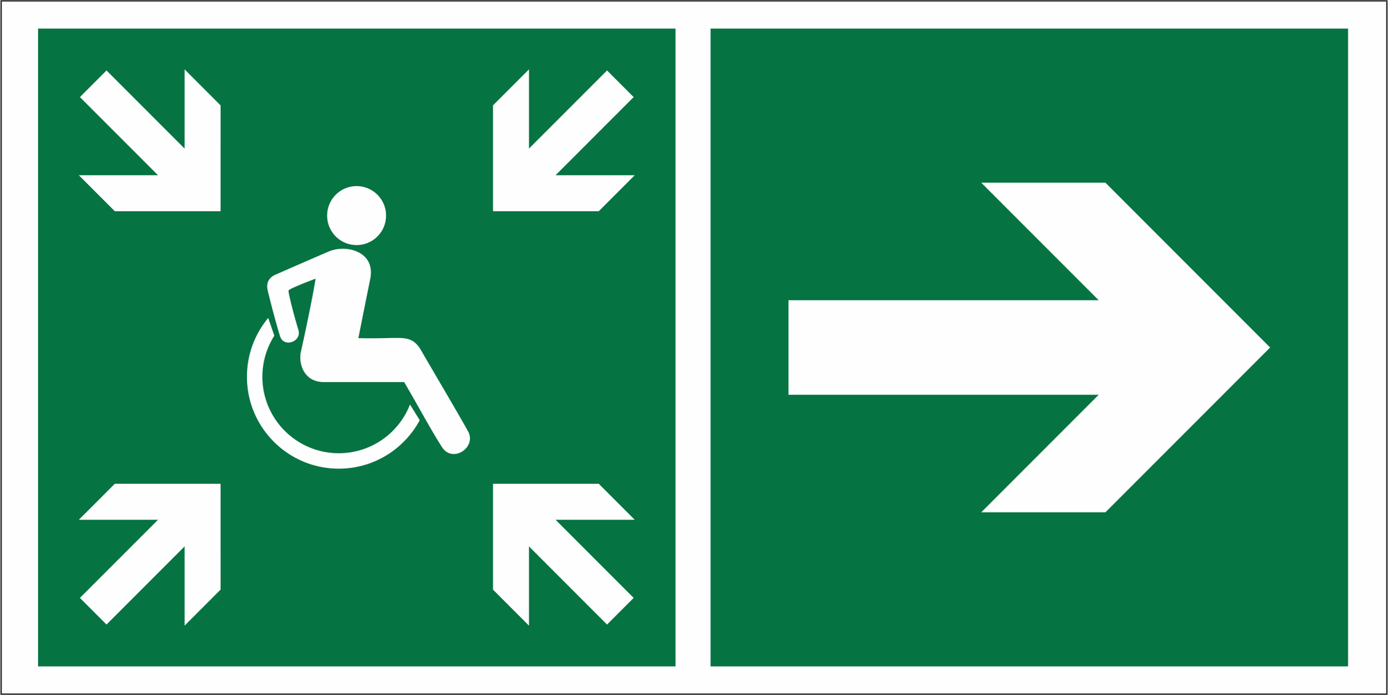 Знак безопасности BL-3517.E76''Напр.движ. к пункту сбора(безоп.зоне)МГН направо''