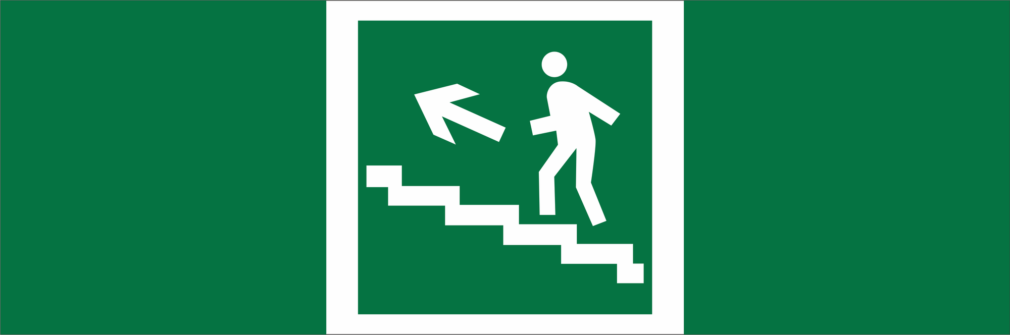 Знак безопасности NPU-3311.E16''Напр. к эвакуац. выходу по лестн. вверх (лев.)''