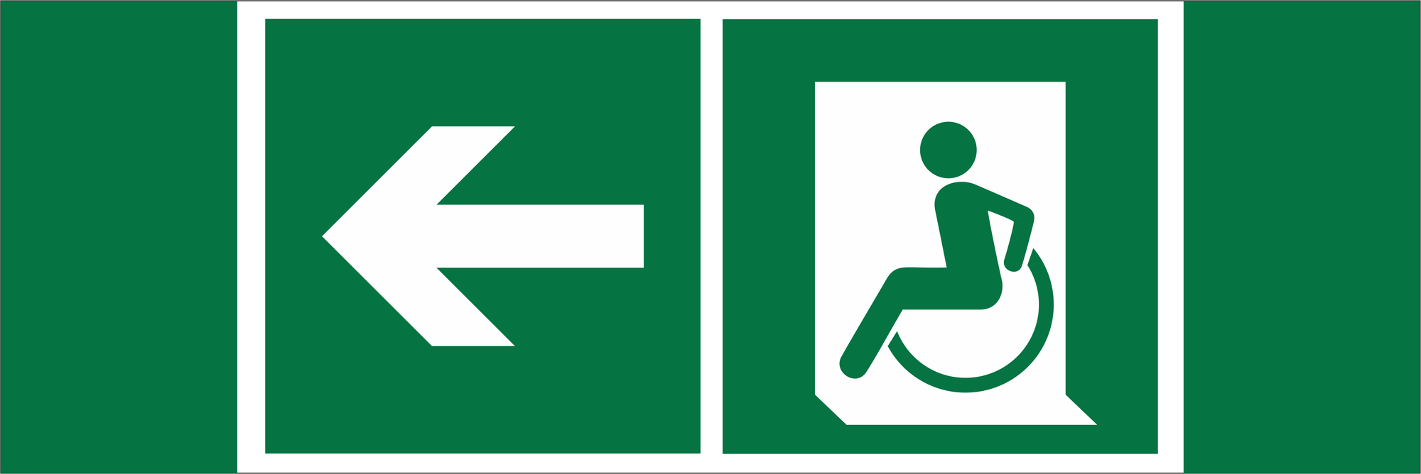 Знак безопасности NPU-3413.E72''Напр. движения к эвакуац. выходу МГН налево''