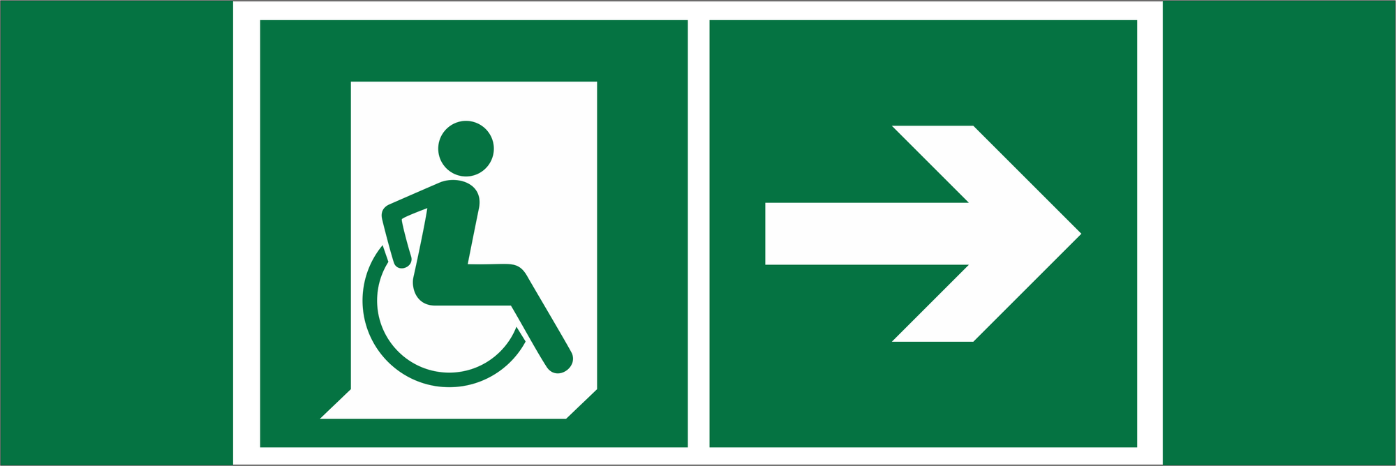 Знак безопасности NPU-3413.E73''Напр. движения к эвакуац. выходу МГН направо''