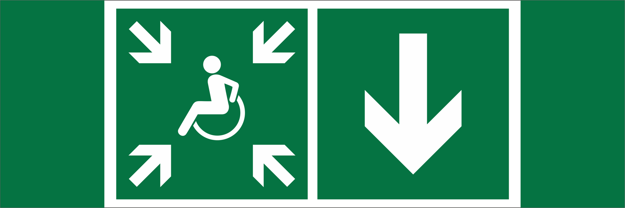 Знак безопасности NPU-3413.E78''Указ. двери пункта сбора(безоп.зоны)МГН(прав)''