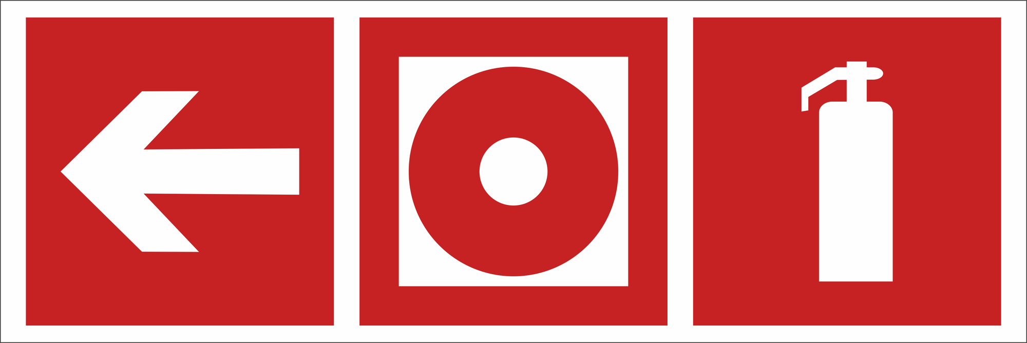 Знак безопасности BL-3511B.F52''Указ. налево к пожарной кнопке и огнетушителю''