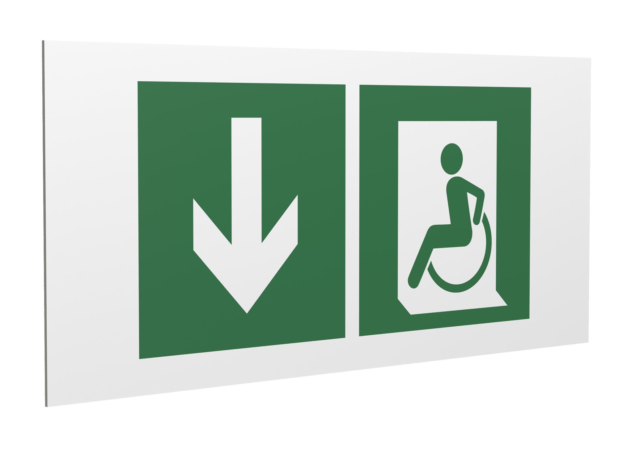 Знак безопасности PS-36164.E71''Указ. двери эвакуац. выхода (лев.) для МГН''