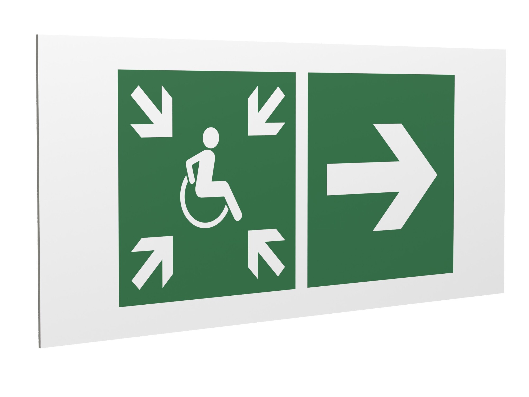 Знак безопасности PS-36164.E76''Напр.движ. к пункту сбора(безоп.зоне)МГН направо''