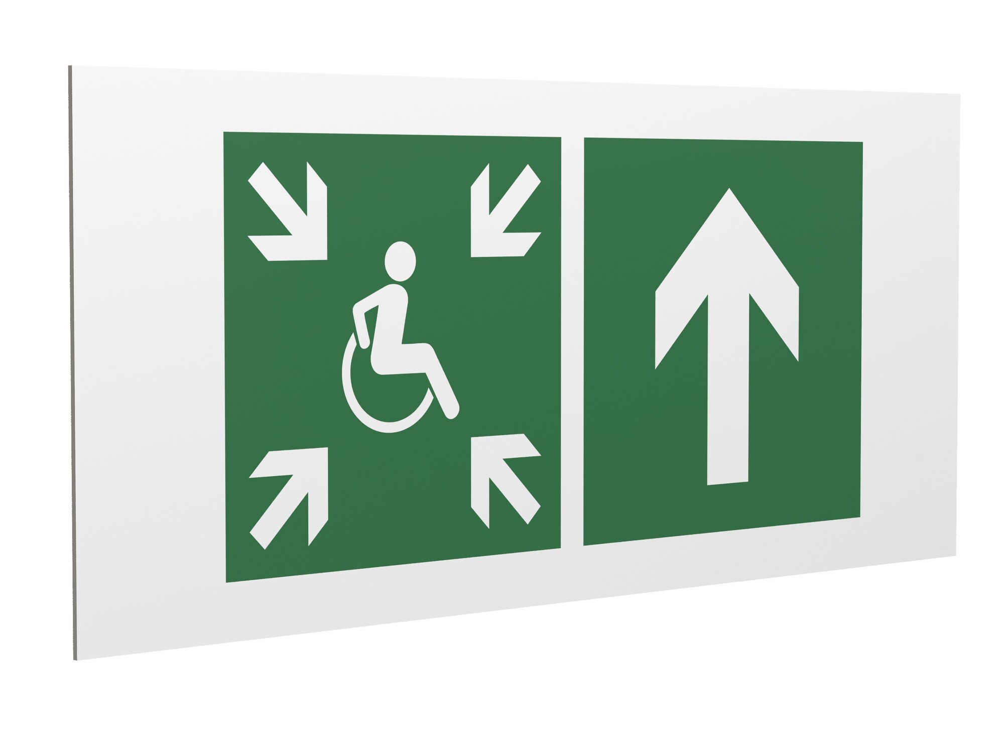 Знак безопасности PP-36162.E77''Напр.движ. к пункту сбора(безоп.зоне)МГН прямо''