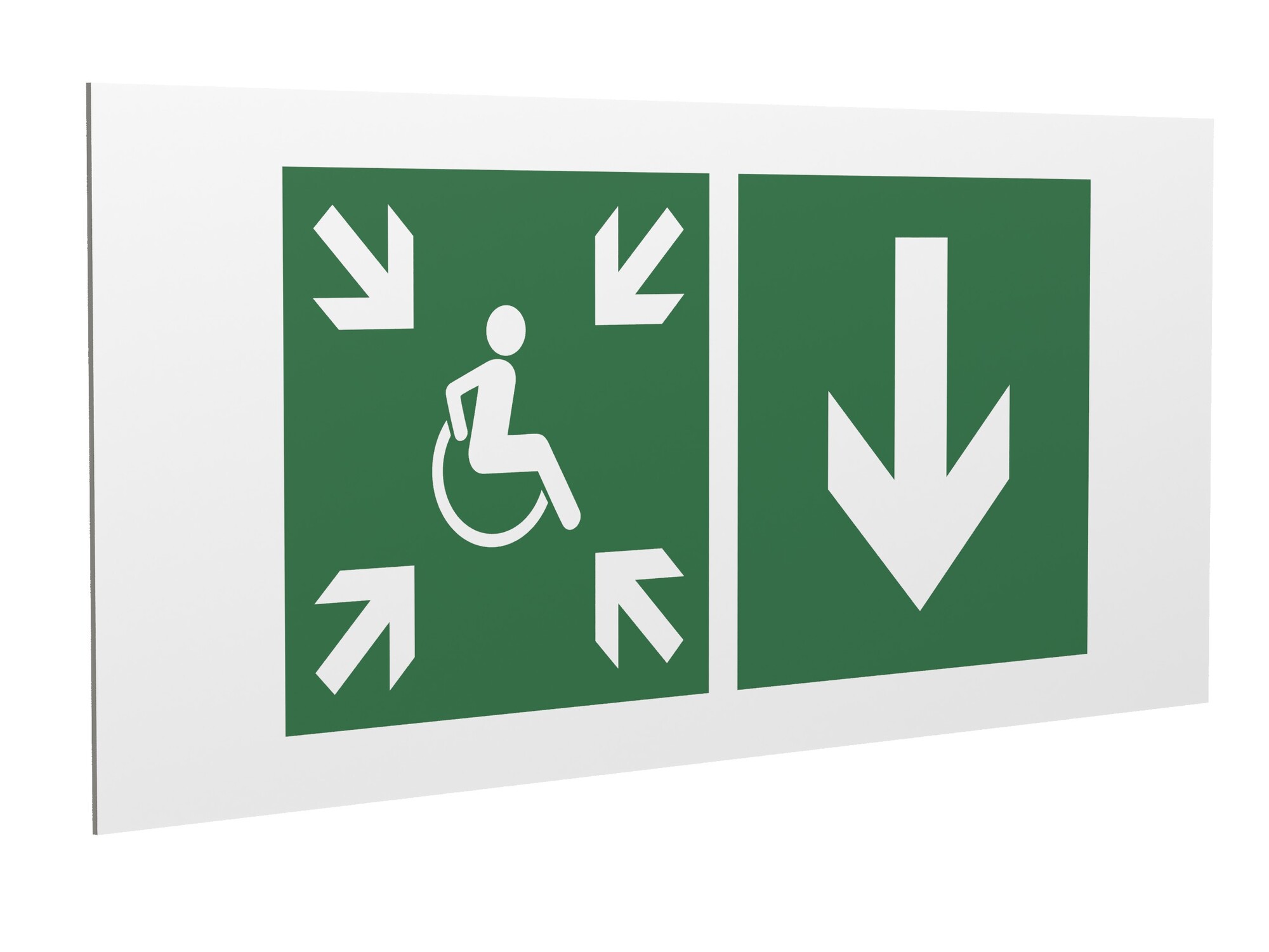 Знак безопасности PS-40206.E78''Указ. двери пункта сбора(безоп.зоны)МГН(прав)''