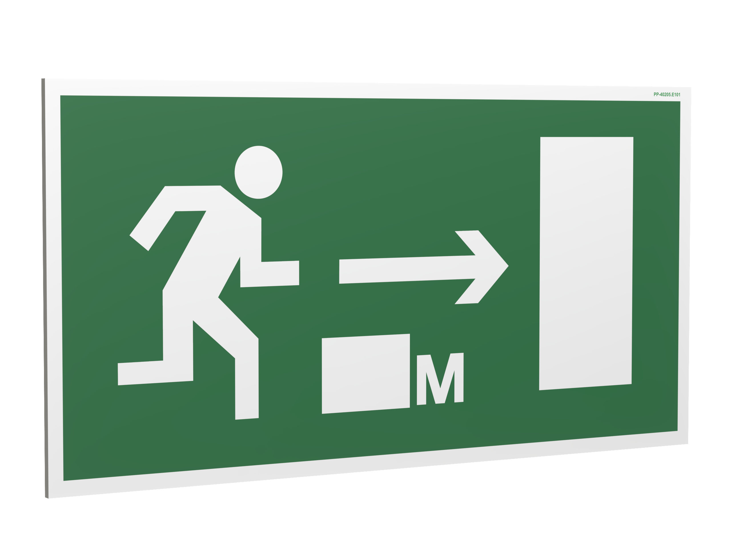 Знак безопасности PP-40205.E101''Напр. к эвакуац. выходу направо 000 метров''