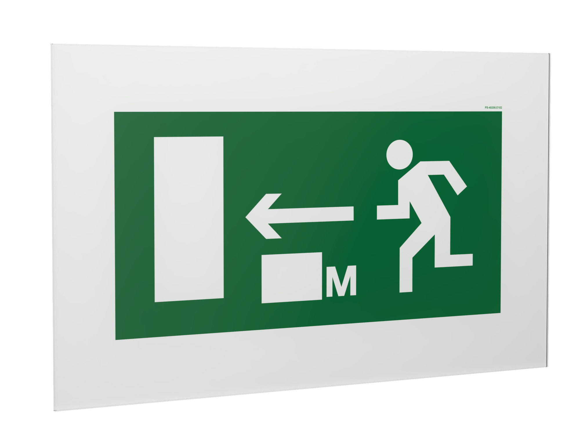 Знак безопасности PP-40205.E102''Напр. к эвакуац. выходу налево 000 метров''