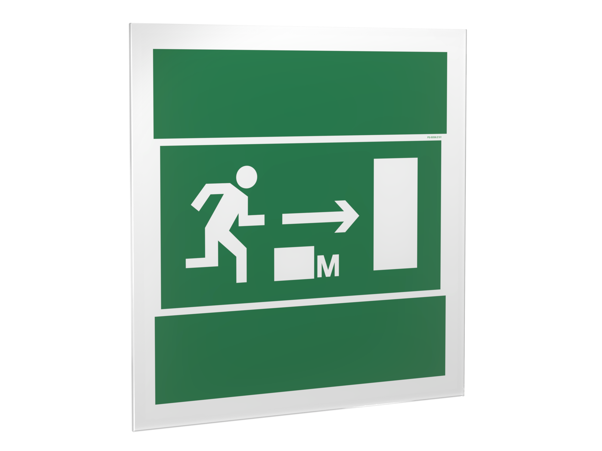 Знак безопасности PS-50506.E101''Напр. к эвакуац. выходу направо 2 метра''