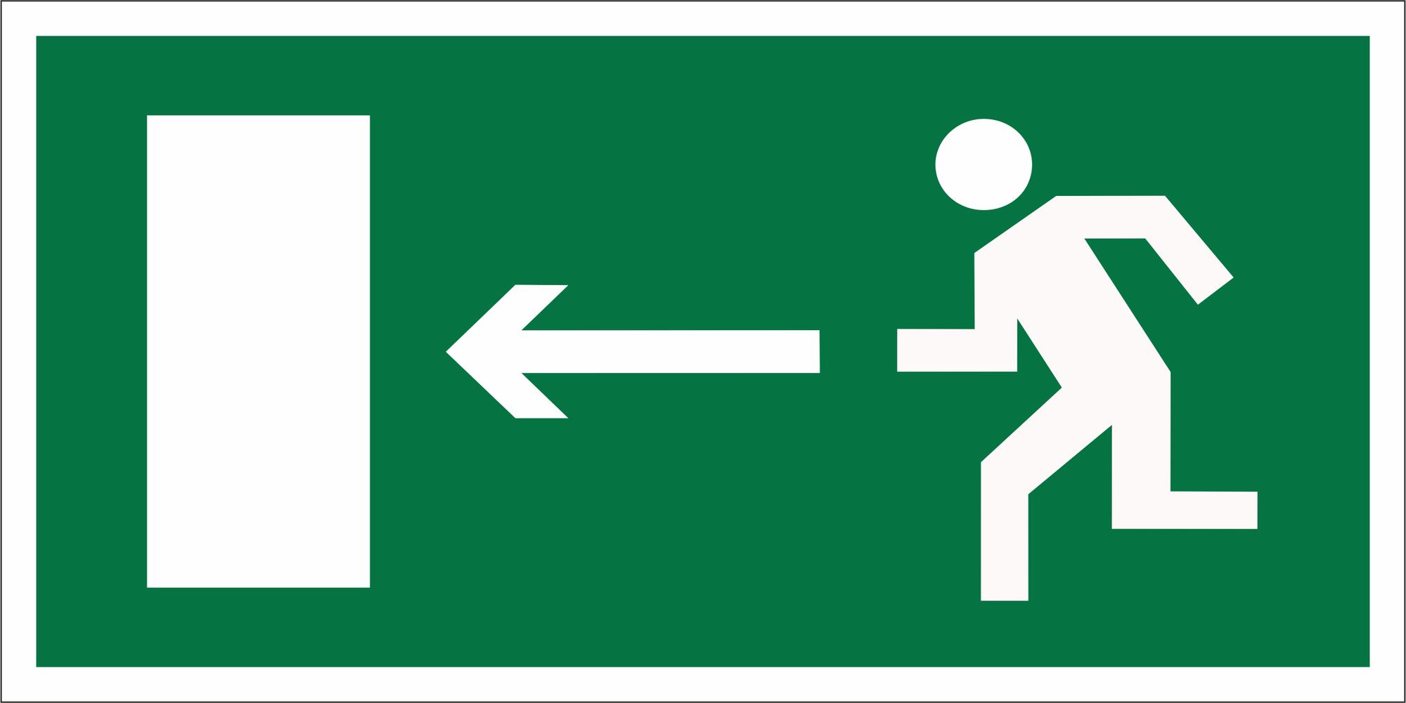 Знак безопасности BL-2010.E04: ''Направление к эвакуационному выходу налево''