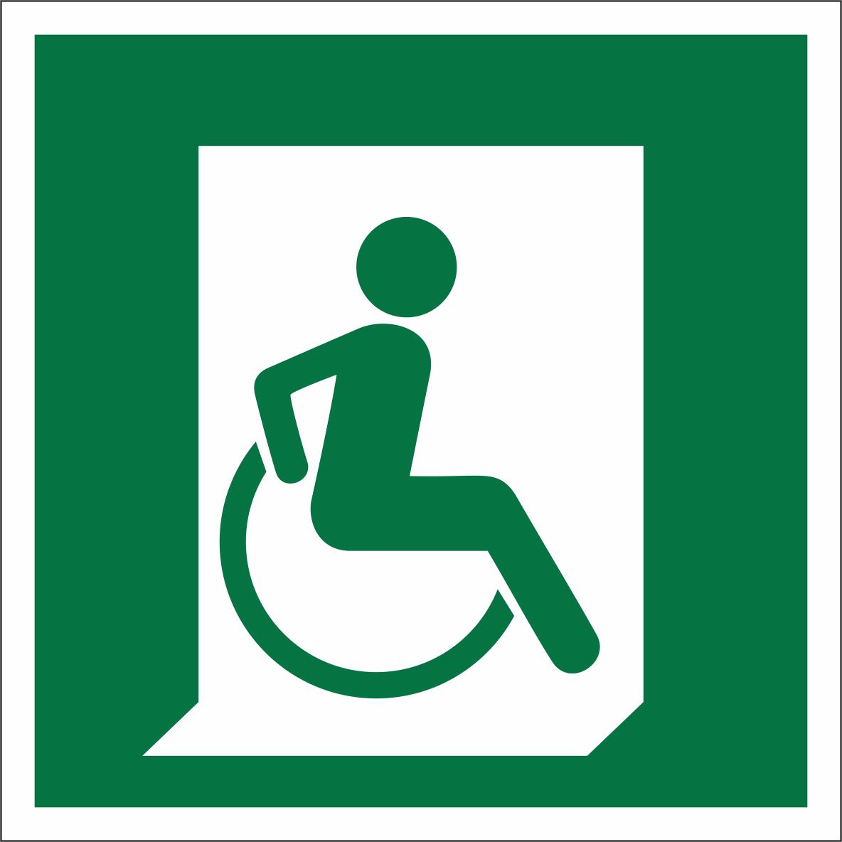 Знак безопасности BL-2010B.E60-02''Выход для МГН здесь (правосторонний)''