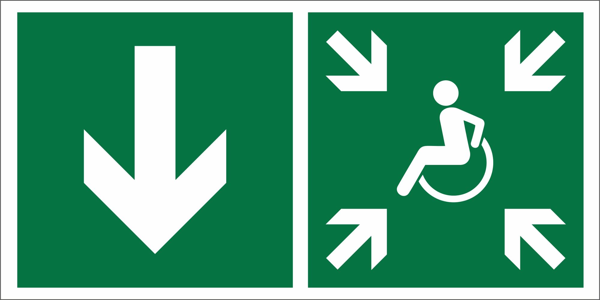 Знак безопасности BL-2010B.E79''Указ. двери пункта сбора(безоп.зоны)МГН(лев.)''