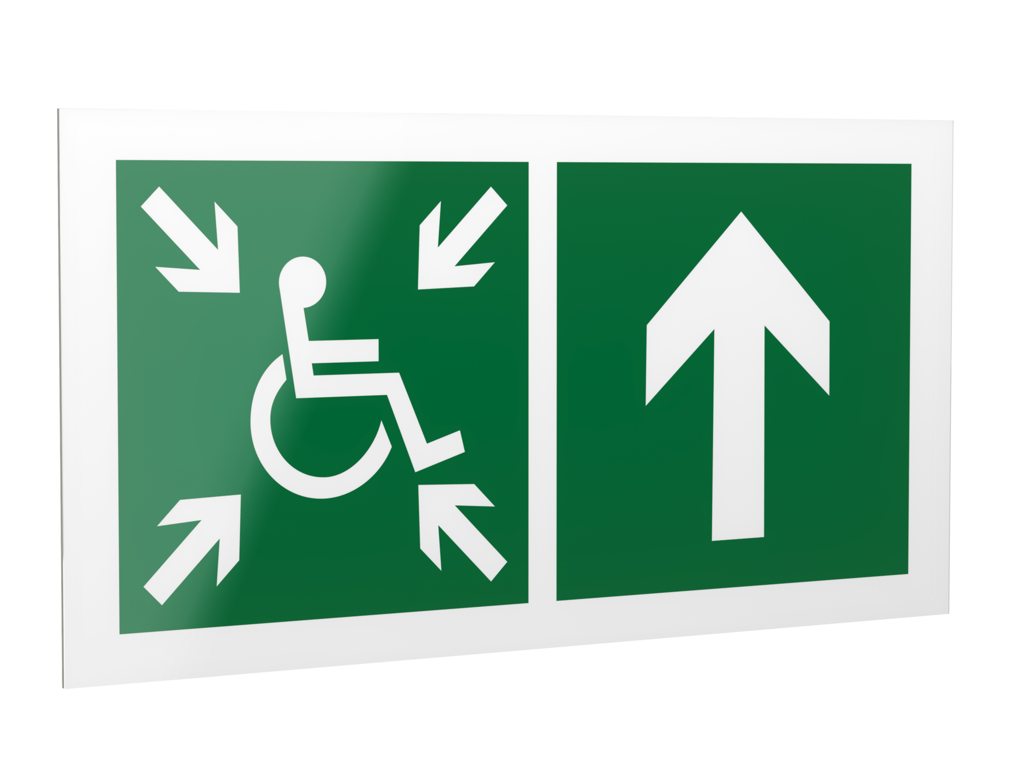 Знак безопасности PP-40205.E77''Напр.движ. к пункту сбора(безоп.зоне)МГН прямо''