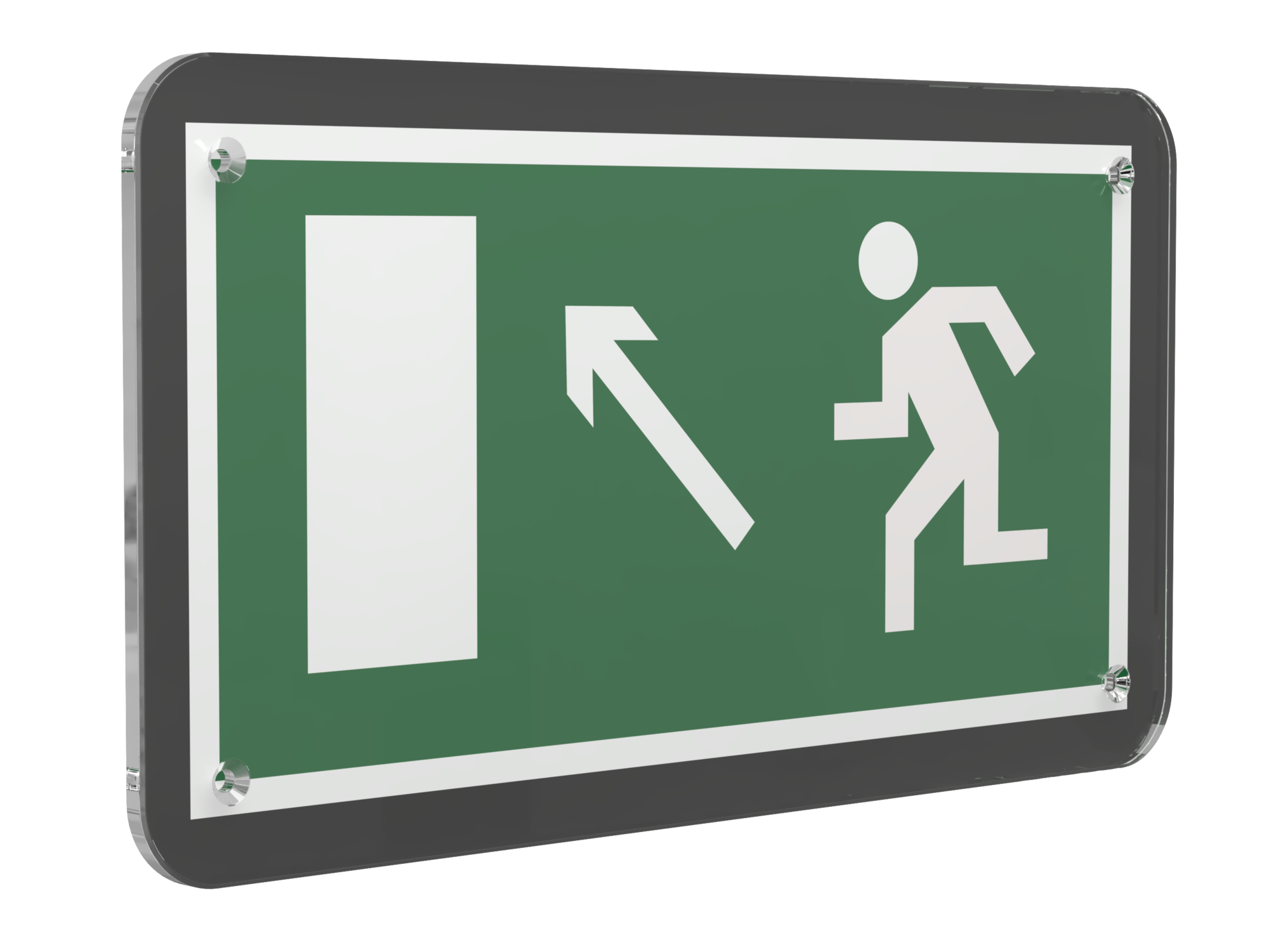 Знак безопасности PS-33186-Black.E06''Напр. к эвакуационному выходу налево вверх''