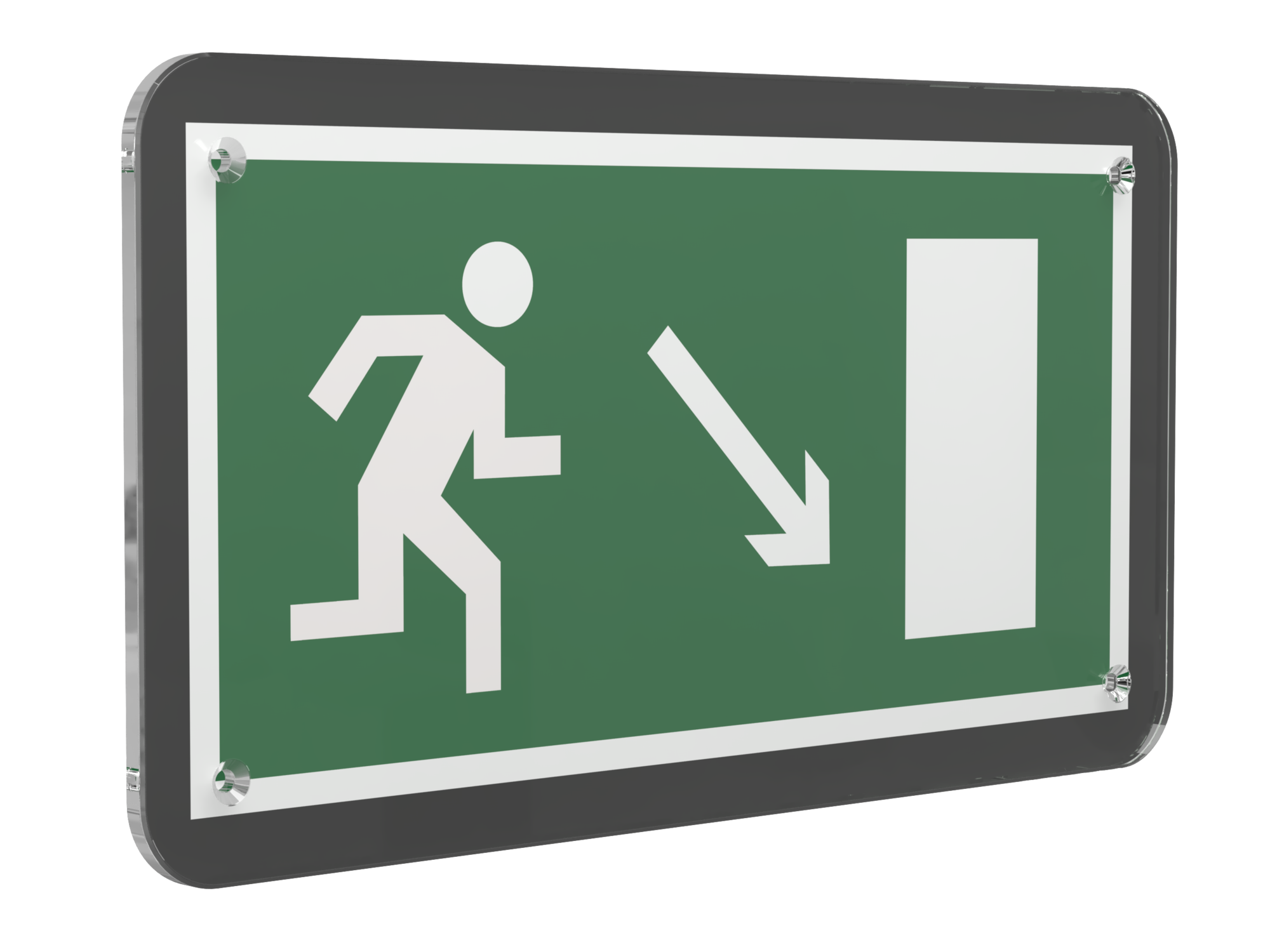 Знак безопасности PS-33186-Black.E07''Напр. к эвакуационному выходу направо вниз''