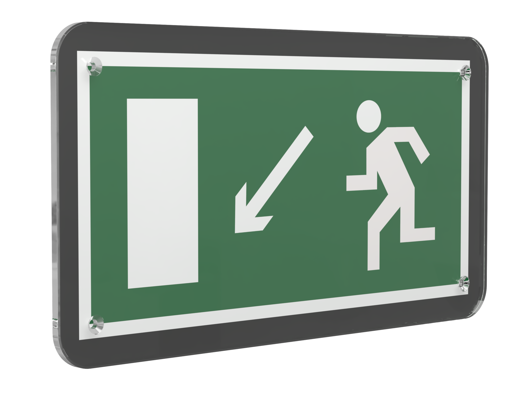 Знак безопасности PS-33186-Black.E08''Напр. к эвакуационному выходу налево вниз''