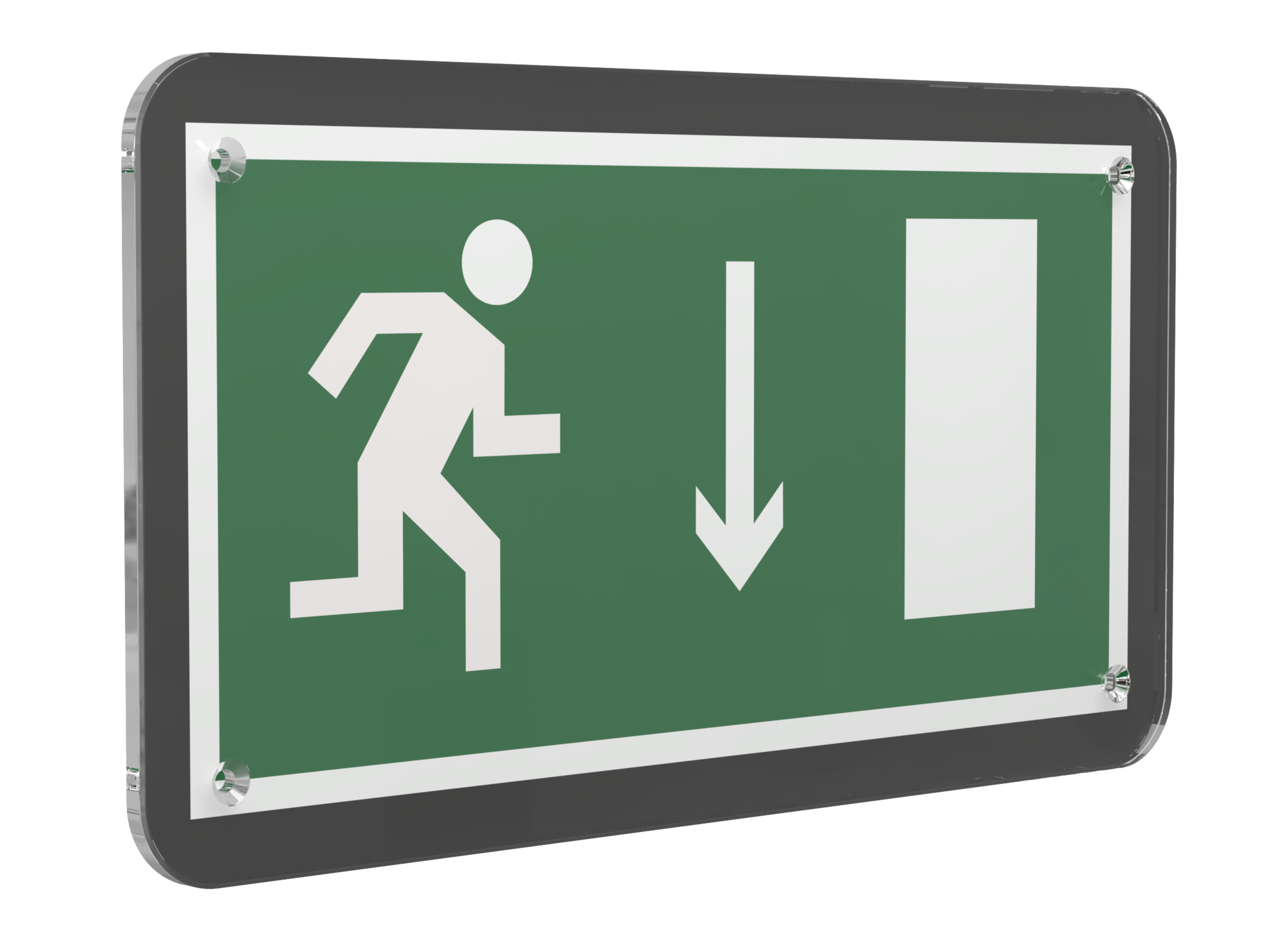 Знак безопасности PS-33186-Black.E09''Указ. двери эвакуац. выхода (прав.)''