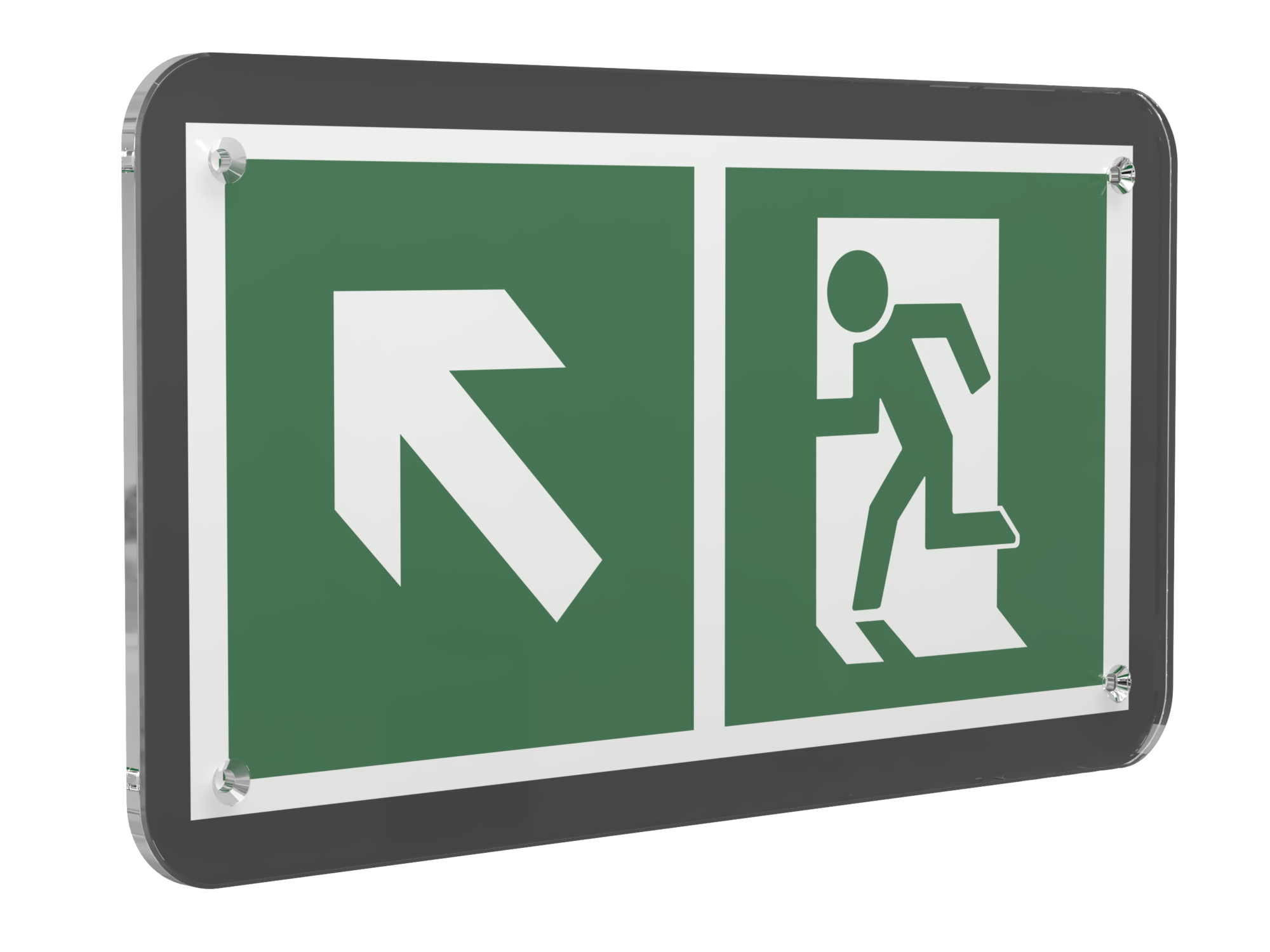 Знак безопасности PS-33186-Black.E34''Напр. к эвакуационному выходу налево вверх''