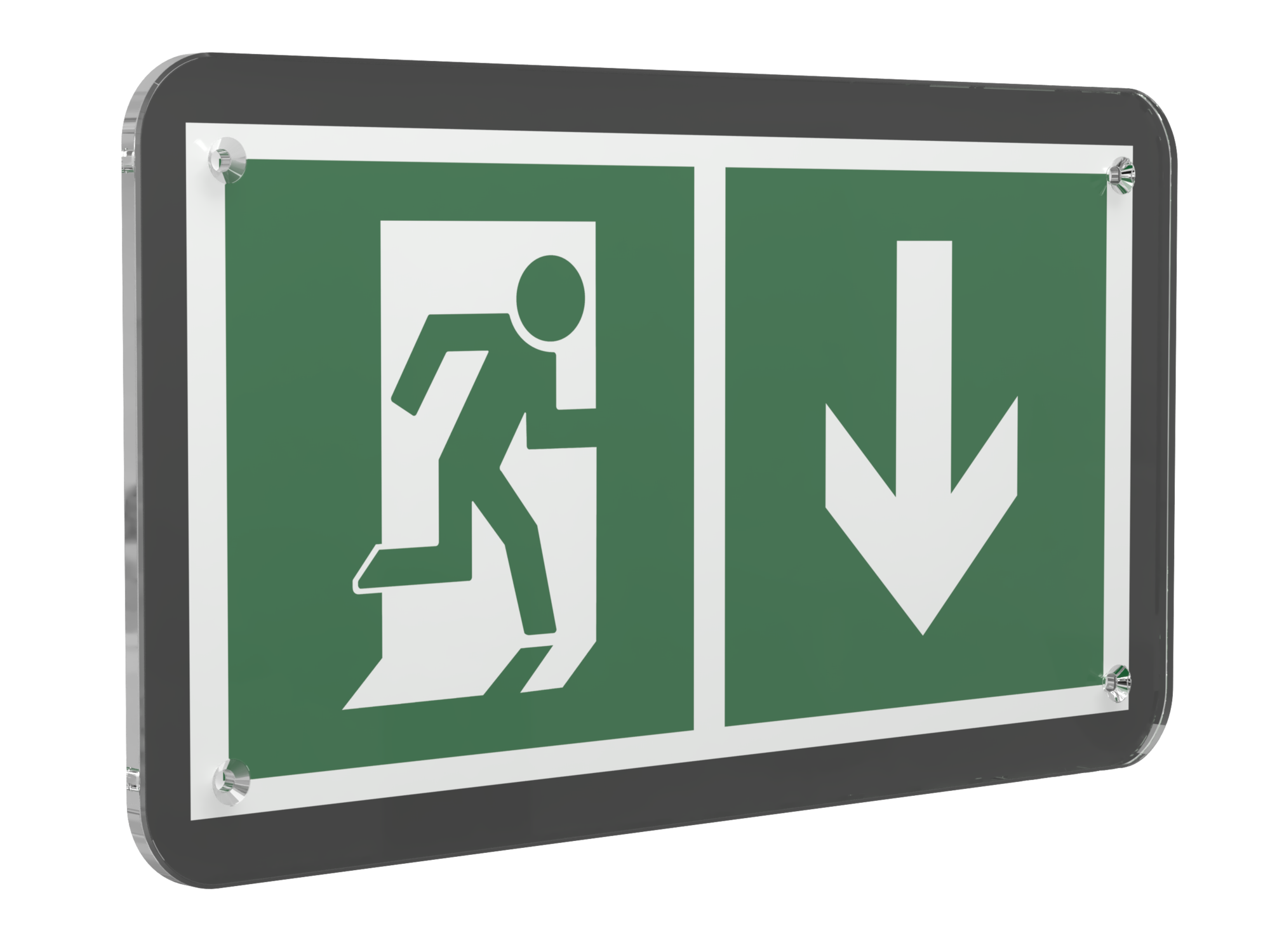 Знак безопасности PS-33186-Black.E39''Указ. двери эвакуац. выхода (прав.)''