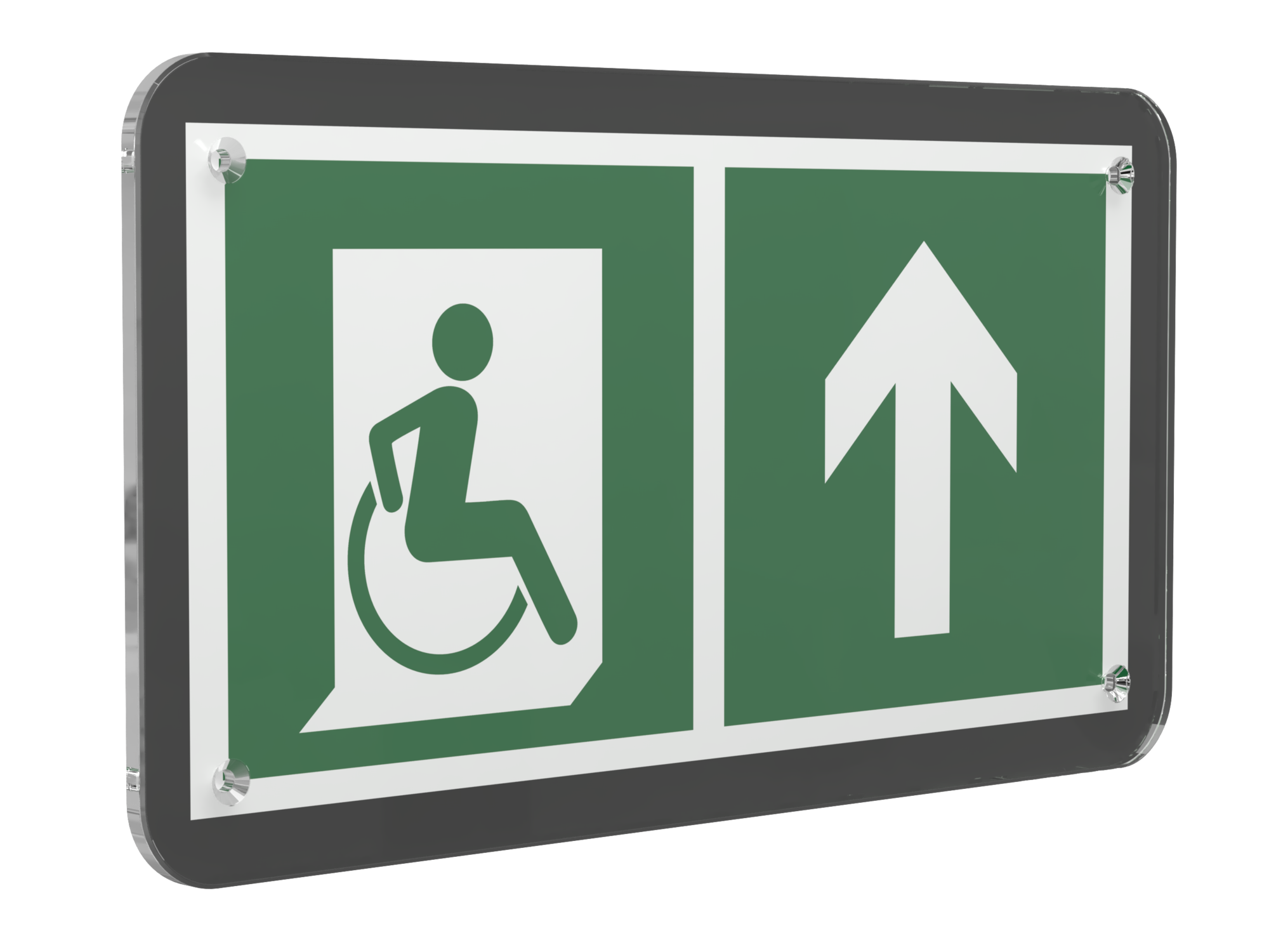 Знак безопасности PS-33186-Black.E69''Напр. движения к эвакуац. выходу МГН прямо''