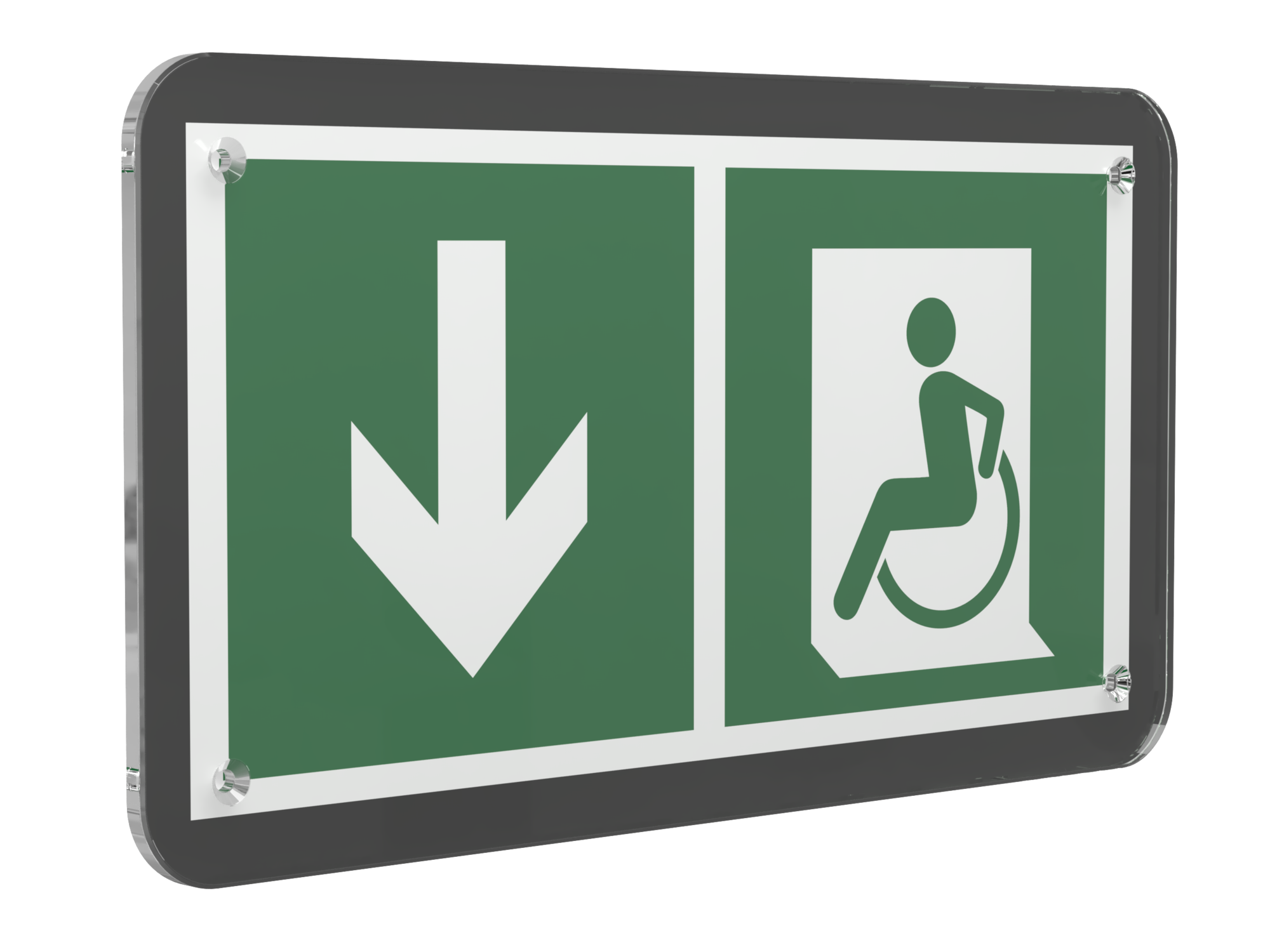 Знак безопасности PS-33186-Black.E71''Указ. двери эвак.. выхода (лев.) для МГН''