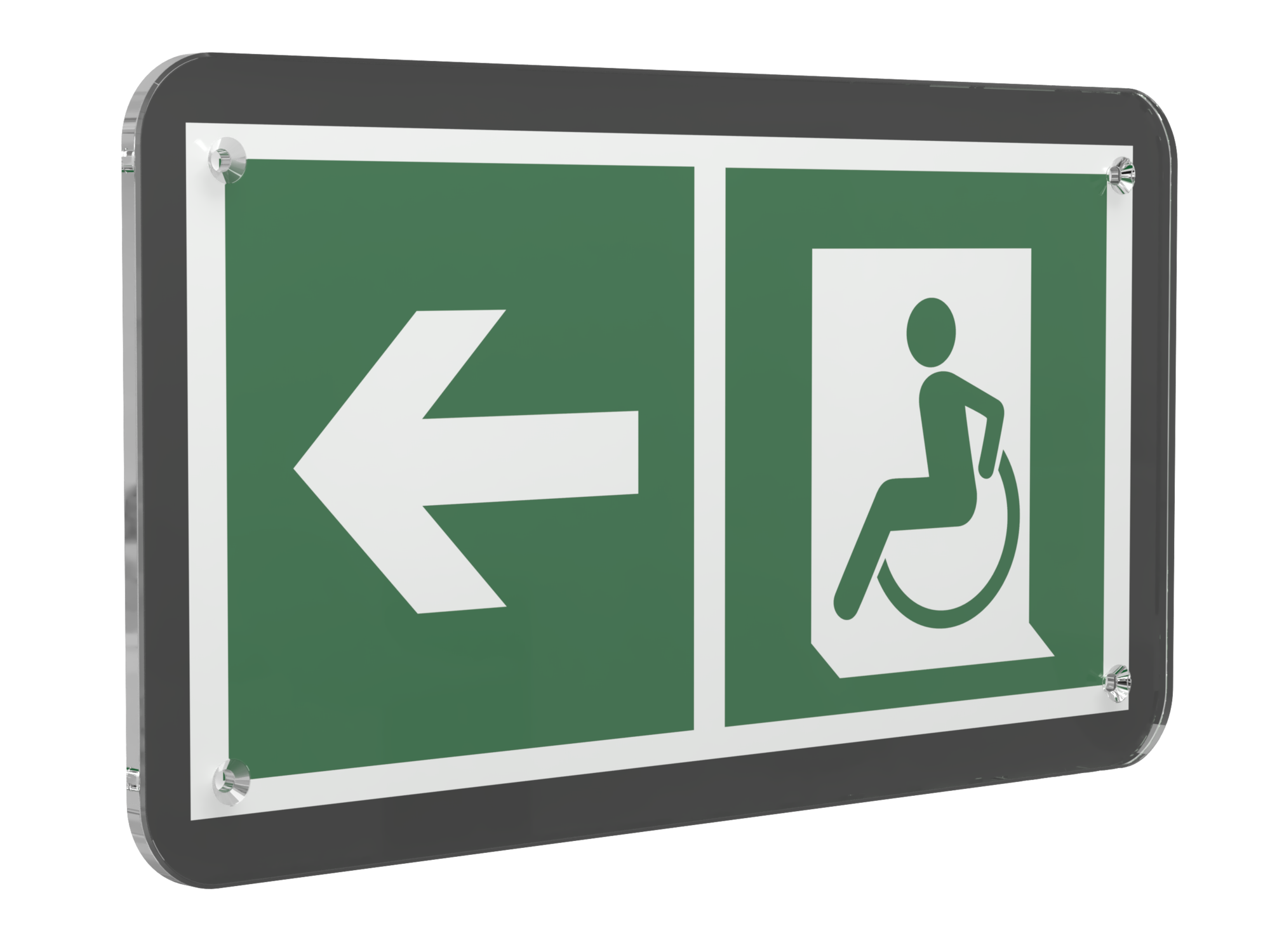 Знак безопасности PS-33186-Black.E72''Напр. движения к эвак. выходу МГН налево''