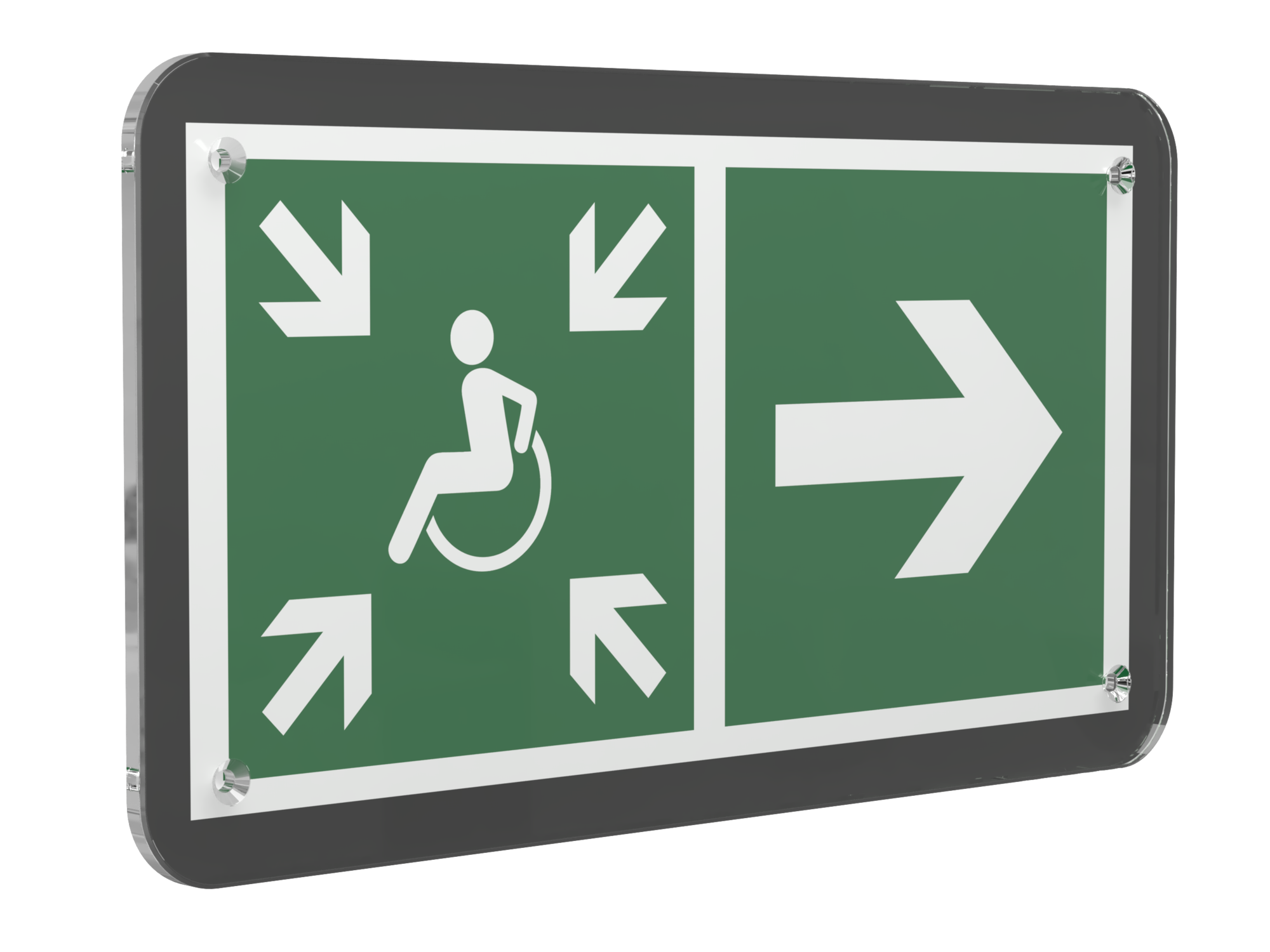 Знак безопасности PS-33186-Black.E76''Напр.движ. к пункту сбора МГН направо''