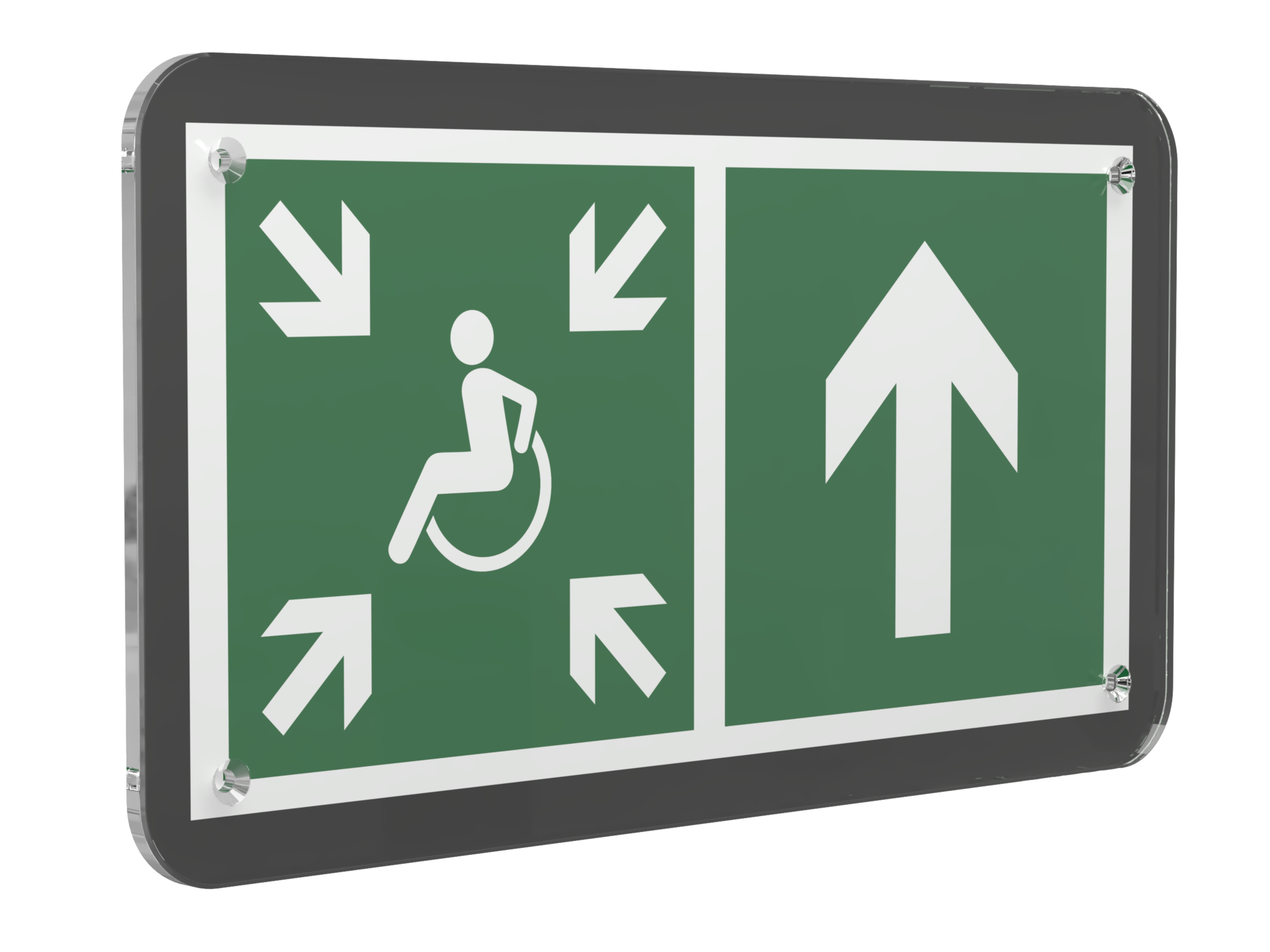 Знак безопасности PS-33186-Black.E77''Напр.движ. к пункту сбора МГН прямо''