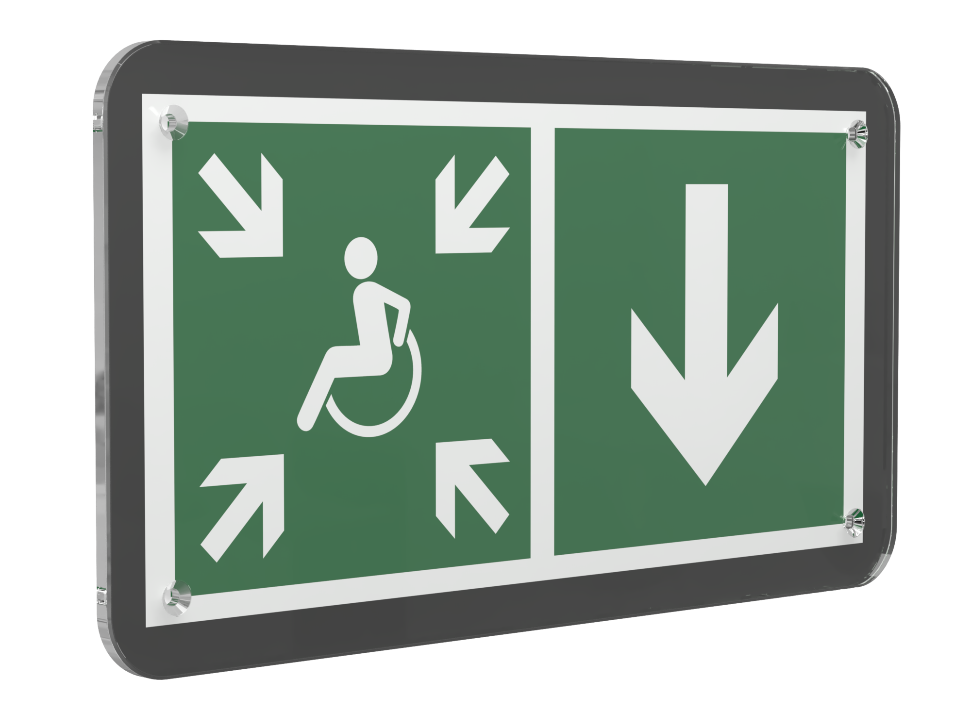 Знак безопасности PS-33186-Black.E78''Указ. двери пункта сбора МГН(прав.)''