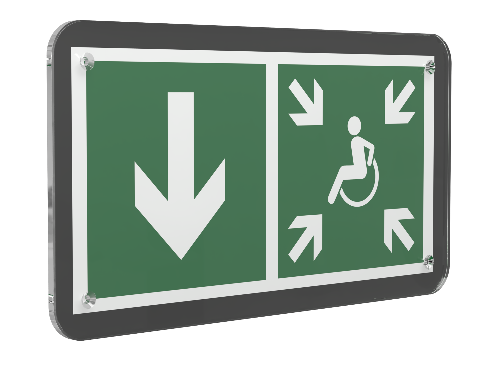 Знак безопасности PS-33186-Black.E79''Указ. двери пункта сбора МГН(лев.)''