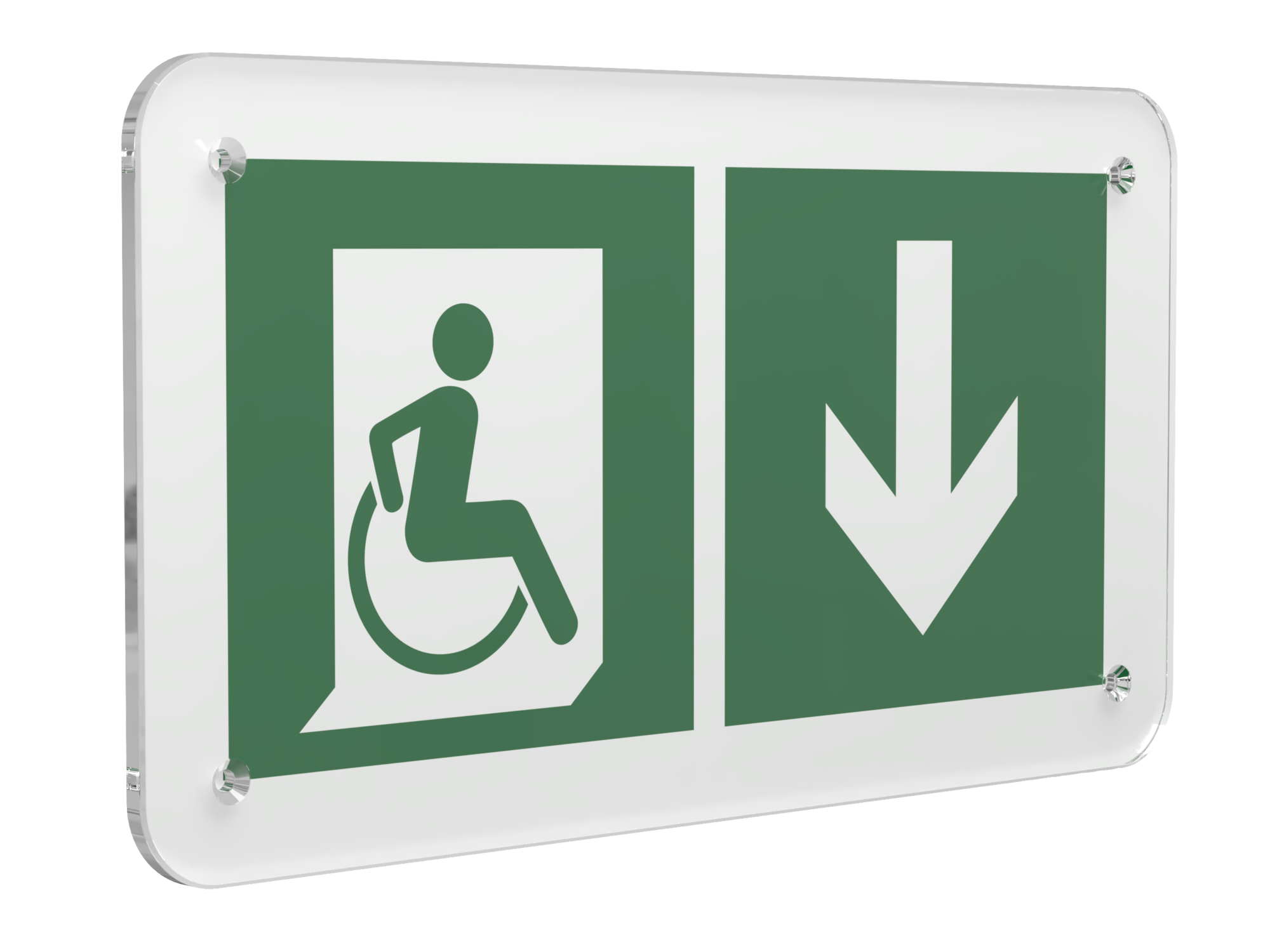 Знак безопасности PS-33186.E70''Указ. двери эвакуац. выхода (прав.) для МГН''