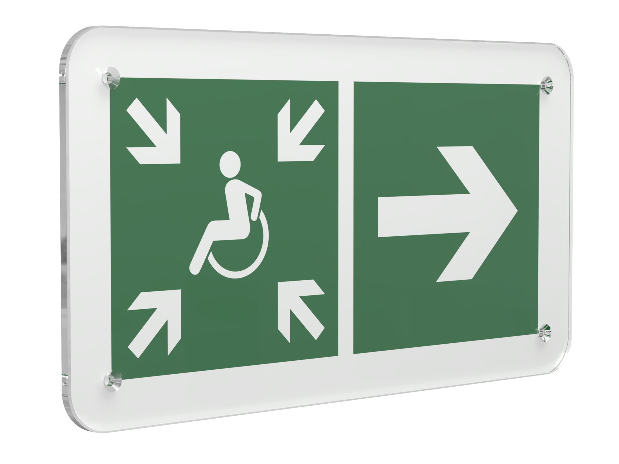 Знак безопасности PS-33186.E76''Напр.движ. к пункту сбора(безоп.зоне)МГН направо''