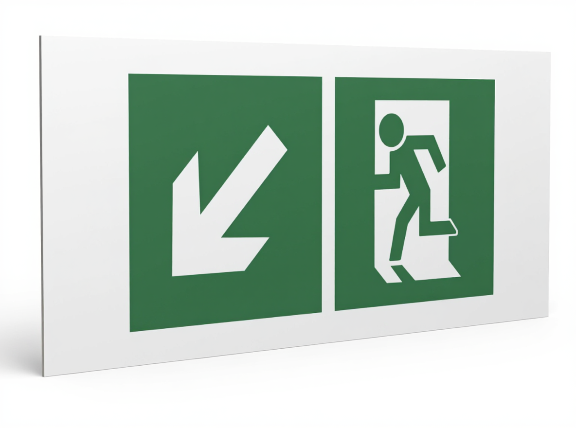 Знак безопасности PS-36164.E33''Напр. к эвакуационному выходу налево вниз''