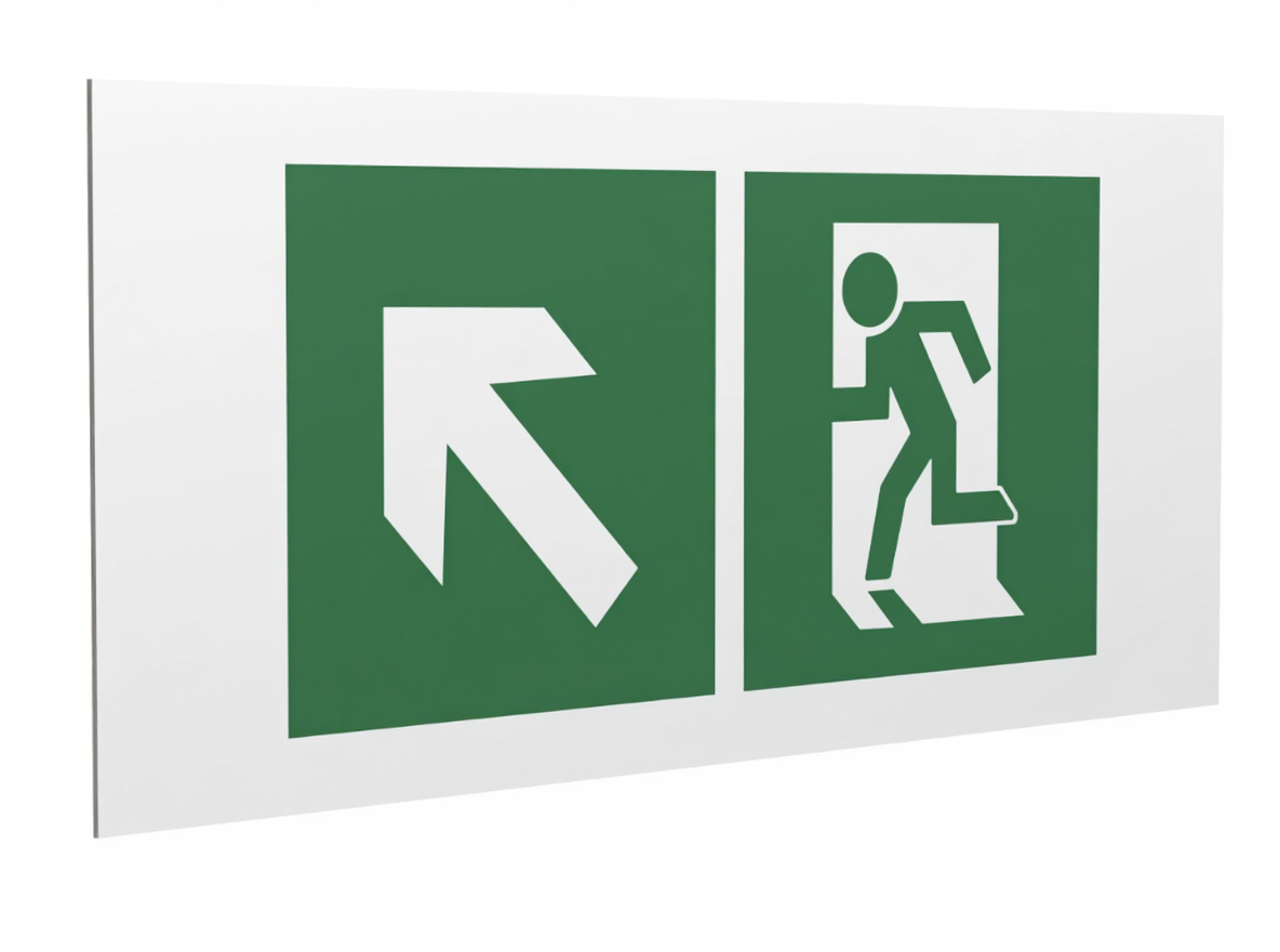 Знак безопасности PS-36164.E34''Напр. к эвакуационному выходу налево вверх''