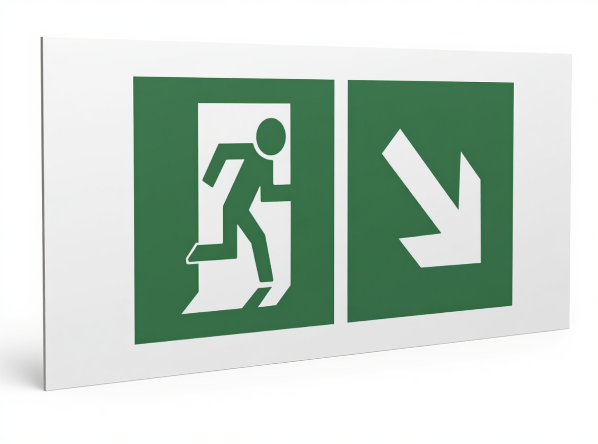 Знак безопасности PS-36164.E36''Напр. к эвакуационному выходу направо вниз''